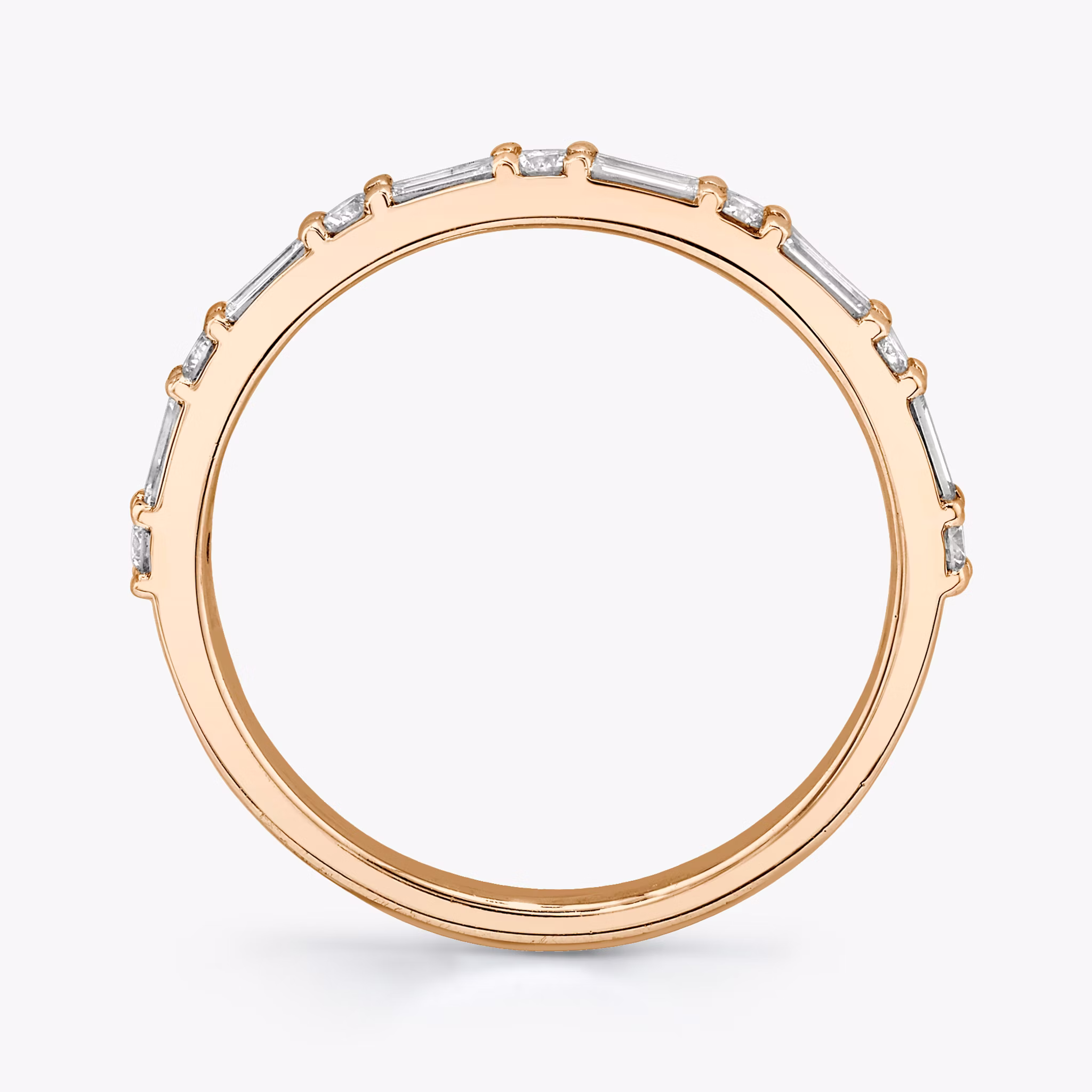 The Alternating Shapes Band | Round Brilliant | 14k | Rose Gold | bandStyle: half