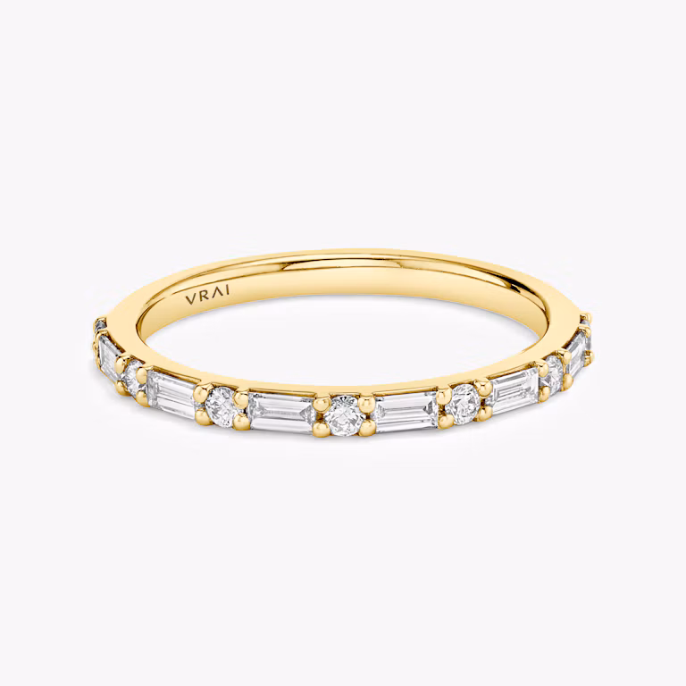 alternating shapes band half yellow gold