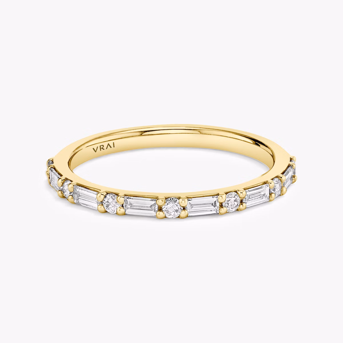 alternating shapes band half yellow gold