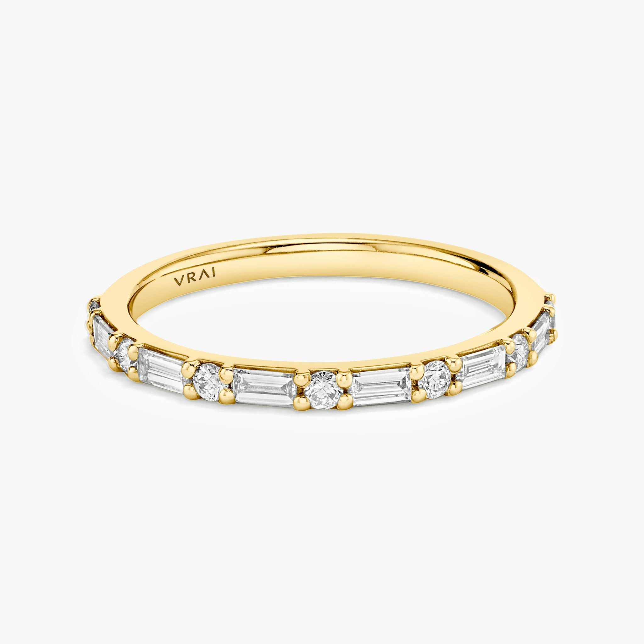 alternating shapes band half yellow gold