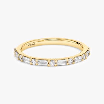 alternating shapes band half yellow gold