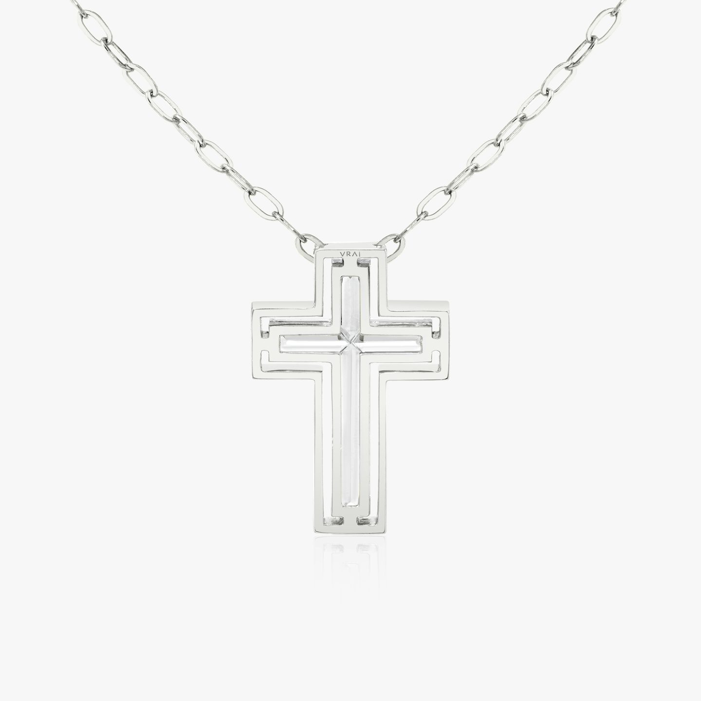 Suspended Solitaire Cross | cross | Platinum | chainLength: 18-20