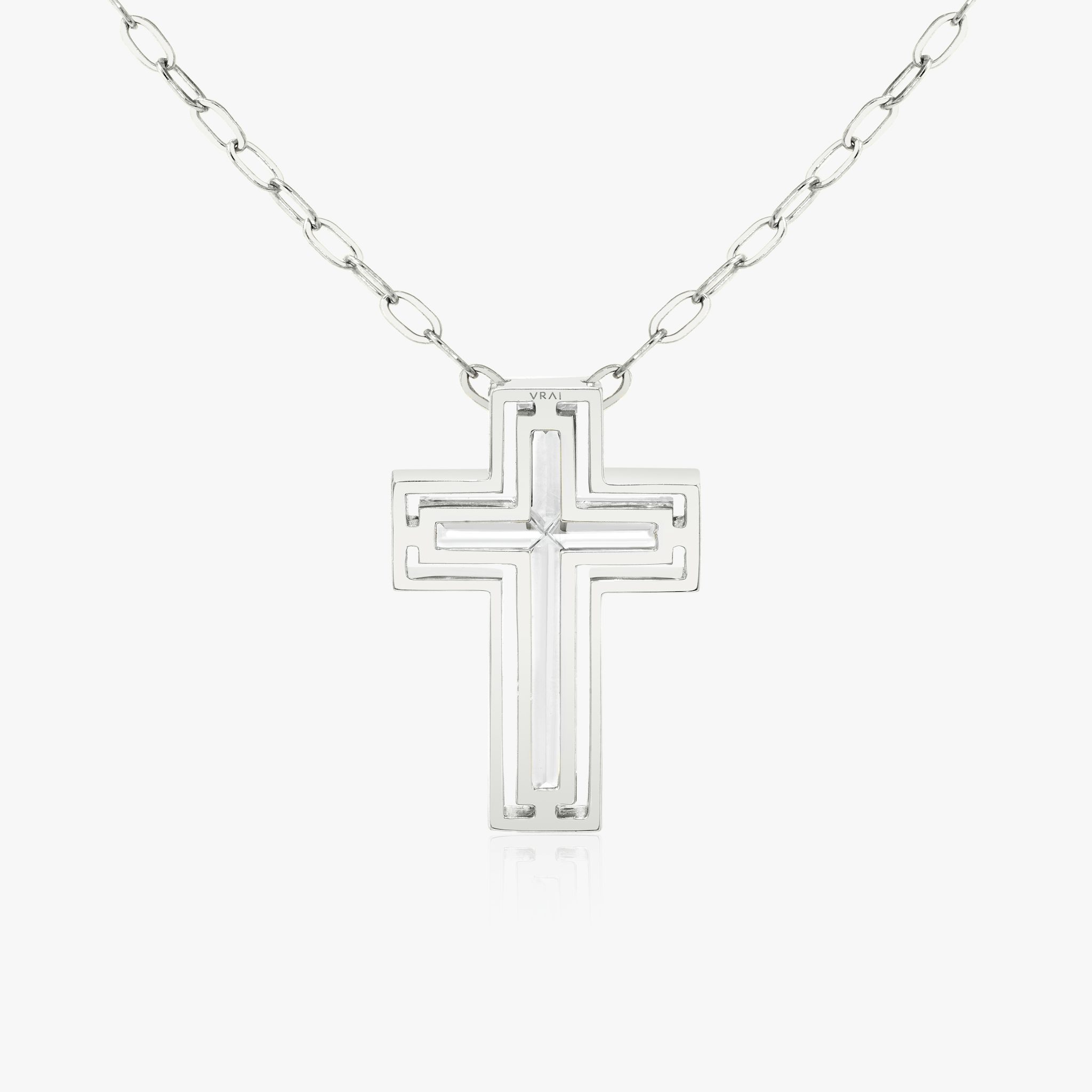 Suspended Solitaire Cross | cross | Platinum | chainLength: 18-20