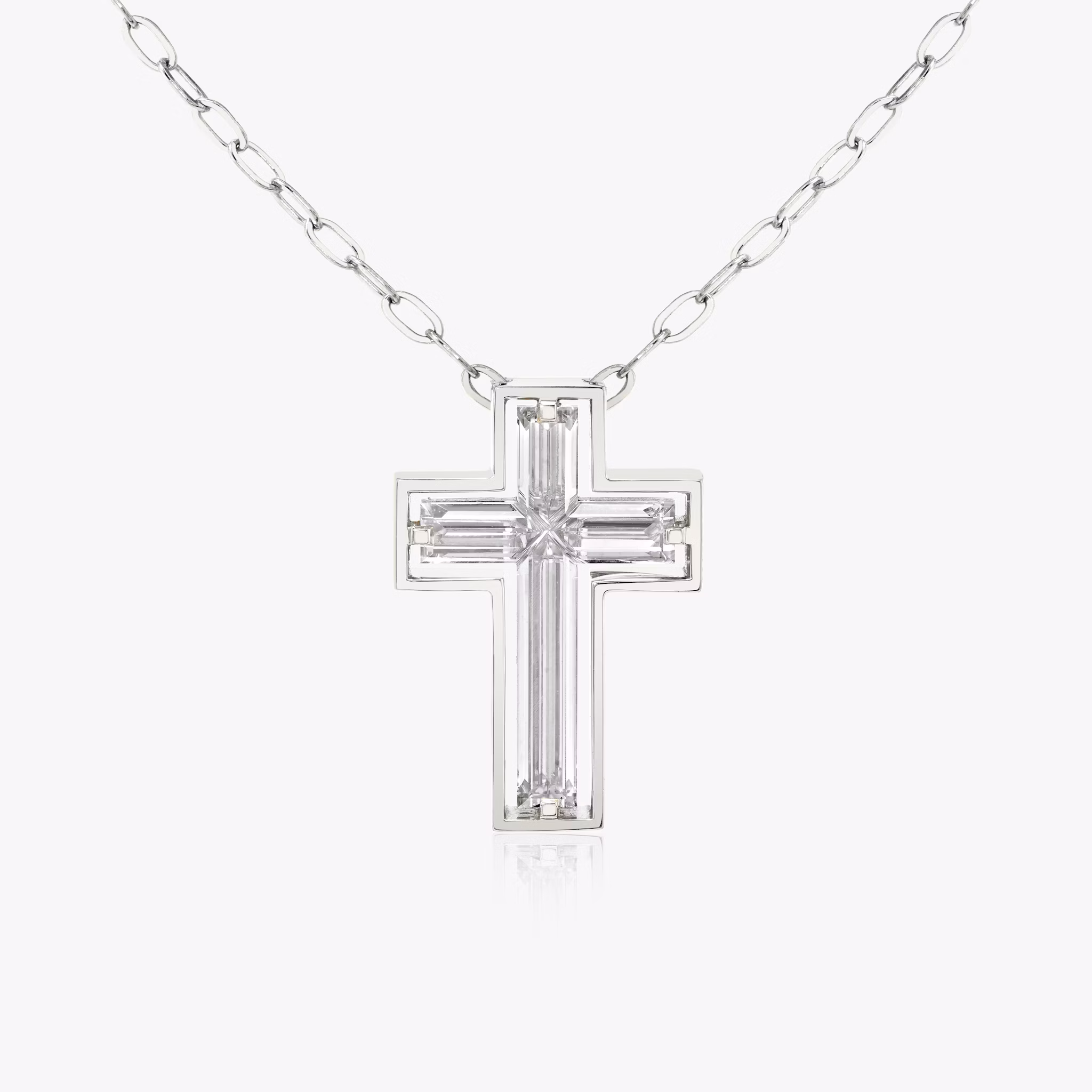 vrai suspended solitaire cross white gold