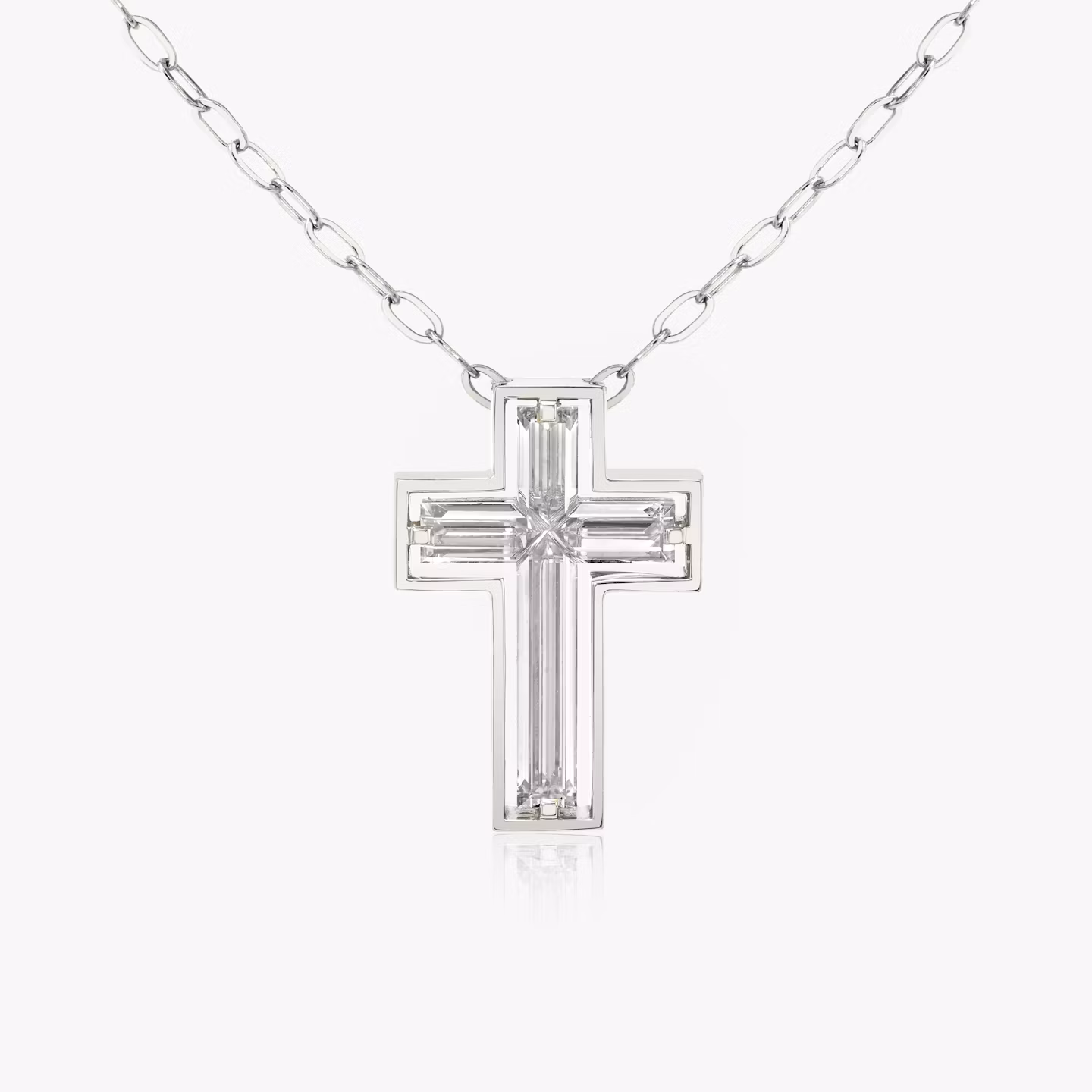 Suspended Solitaire Cross cross | Platinum