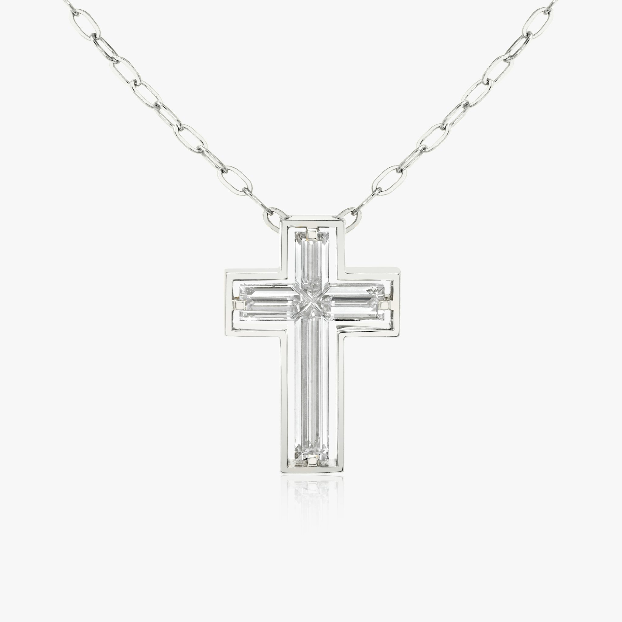 vrai suspended solitaire cross white gold