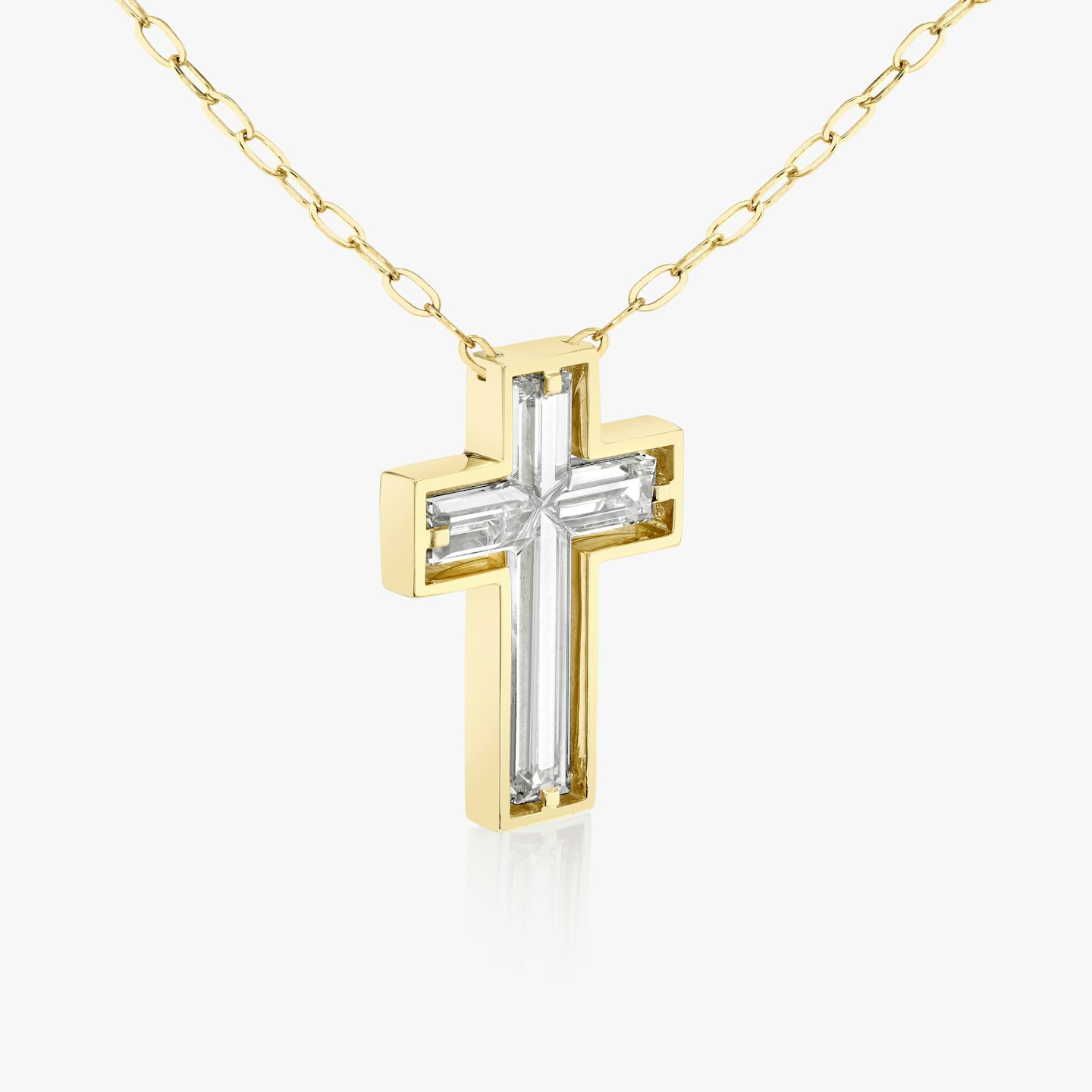 Suspended Solitaire Cross | cross | 18k | Yellow Gold | chainLength: 18-20