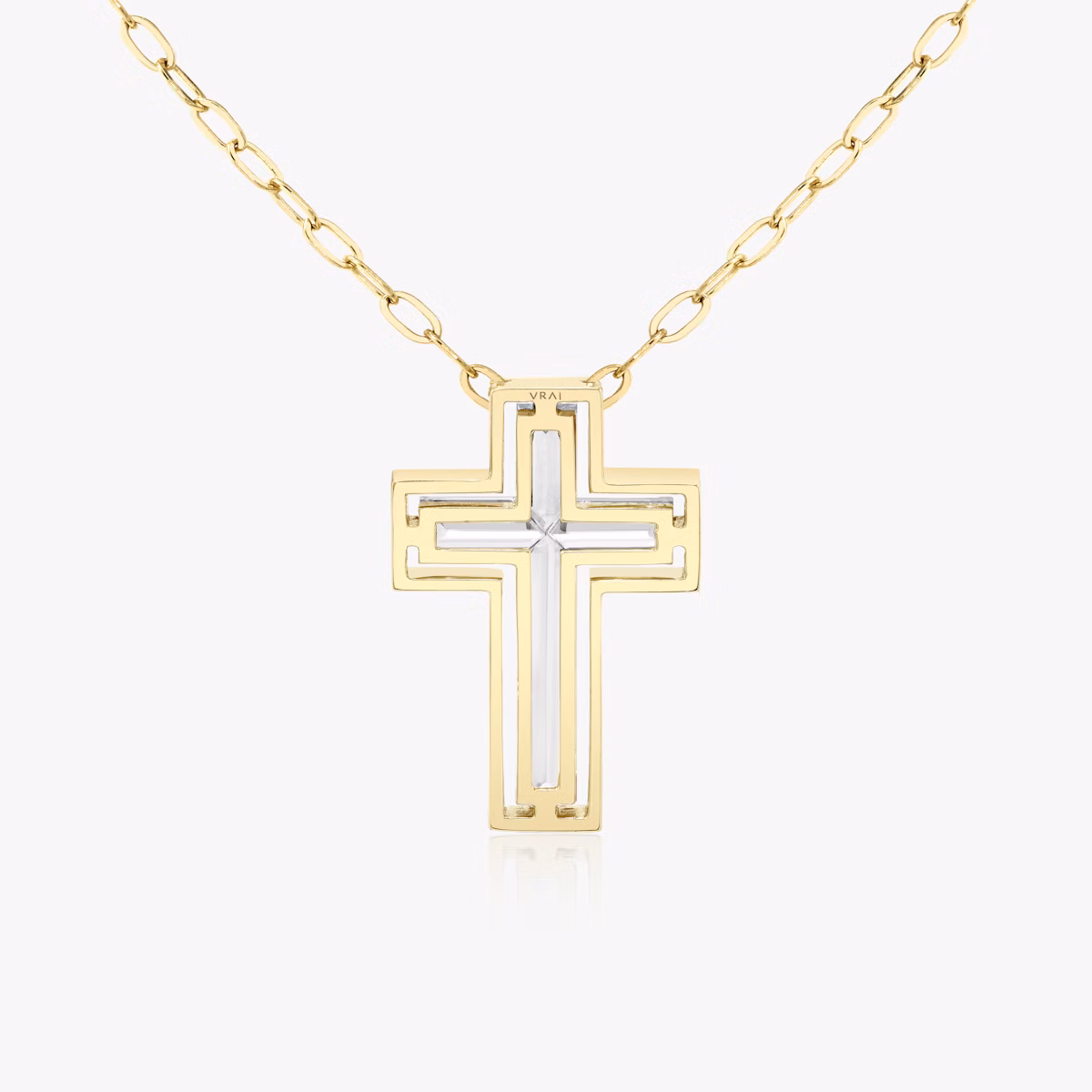 Suspended Solitaire Cross | cross | 18k | Yellow Gold | chainLength: 18-20