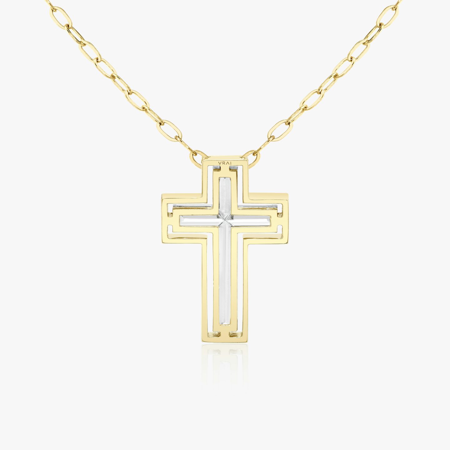 Suspended Solitaire Cross | cross | 18k | Yellow Gold | chainLength: 18-20