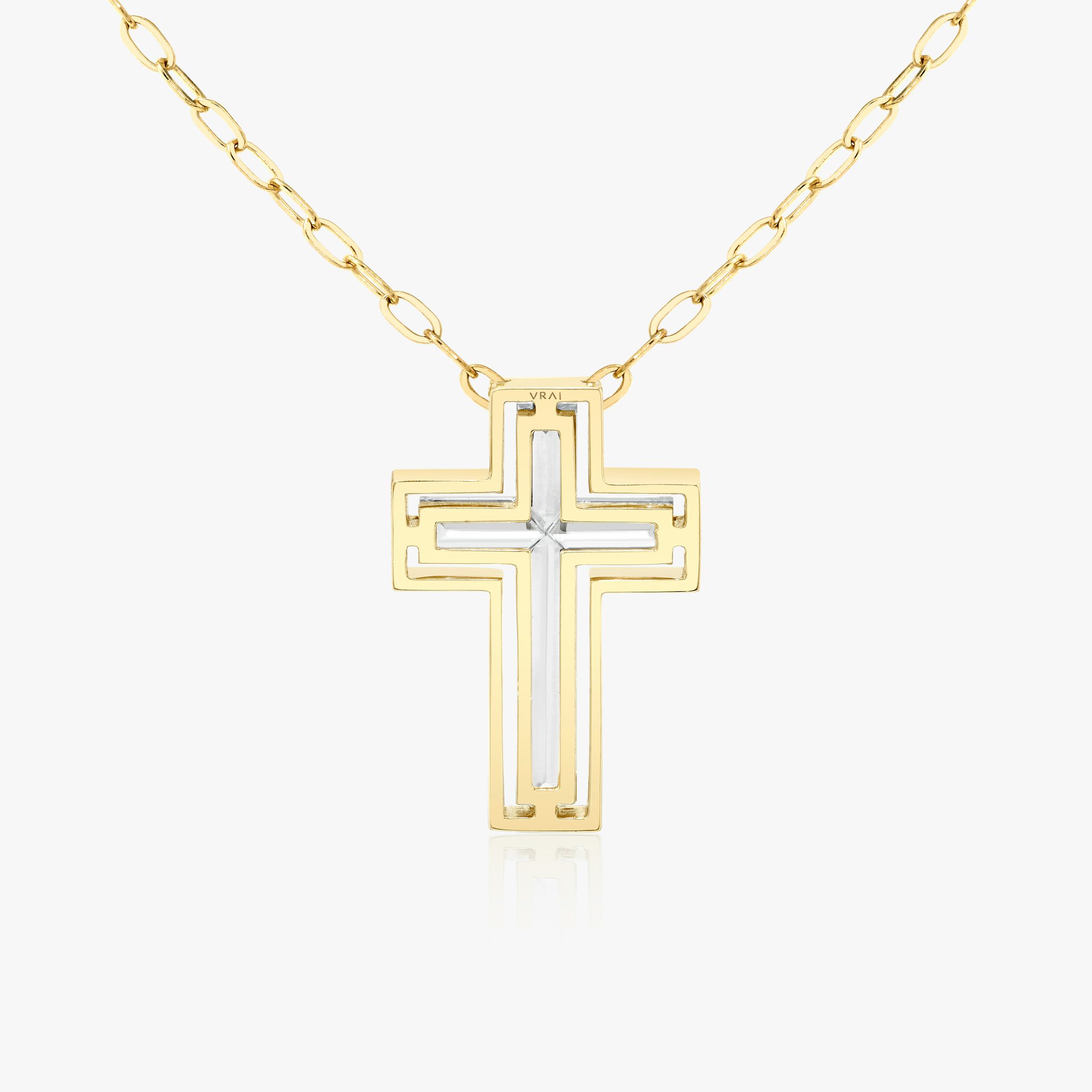 Suspended Solitaire Cross | cross | 18k | Yellow Gold | chainLength: 18-20