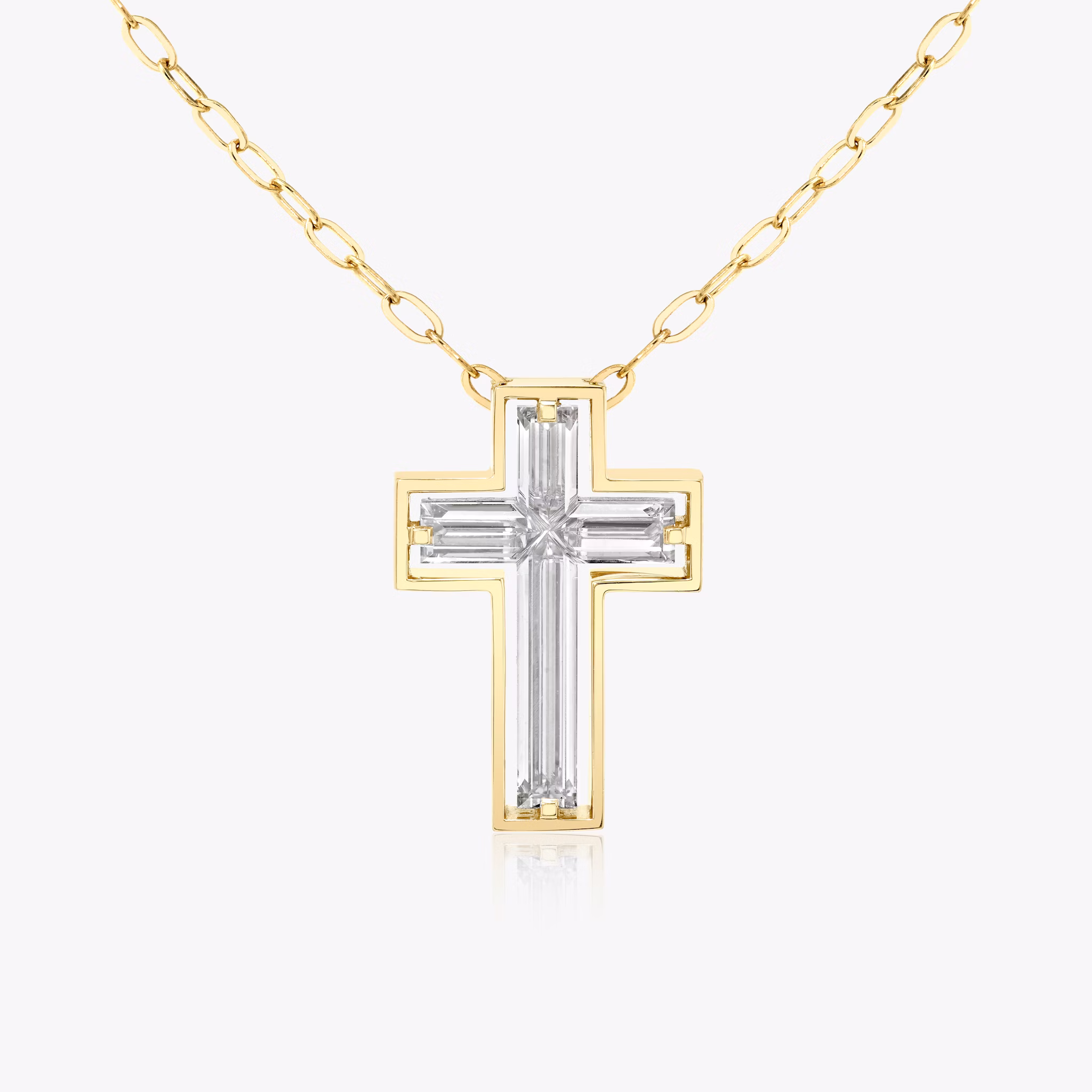 Suspended Solitaire Cross | cross | 18k | Yellow Gold | chainLength: 18-20