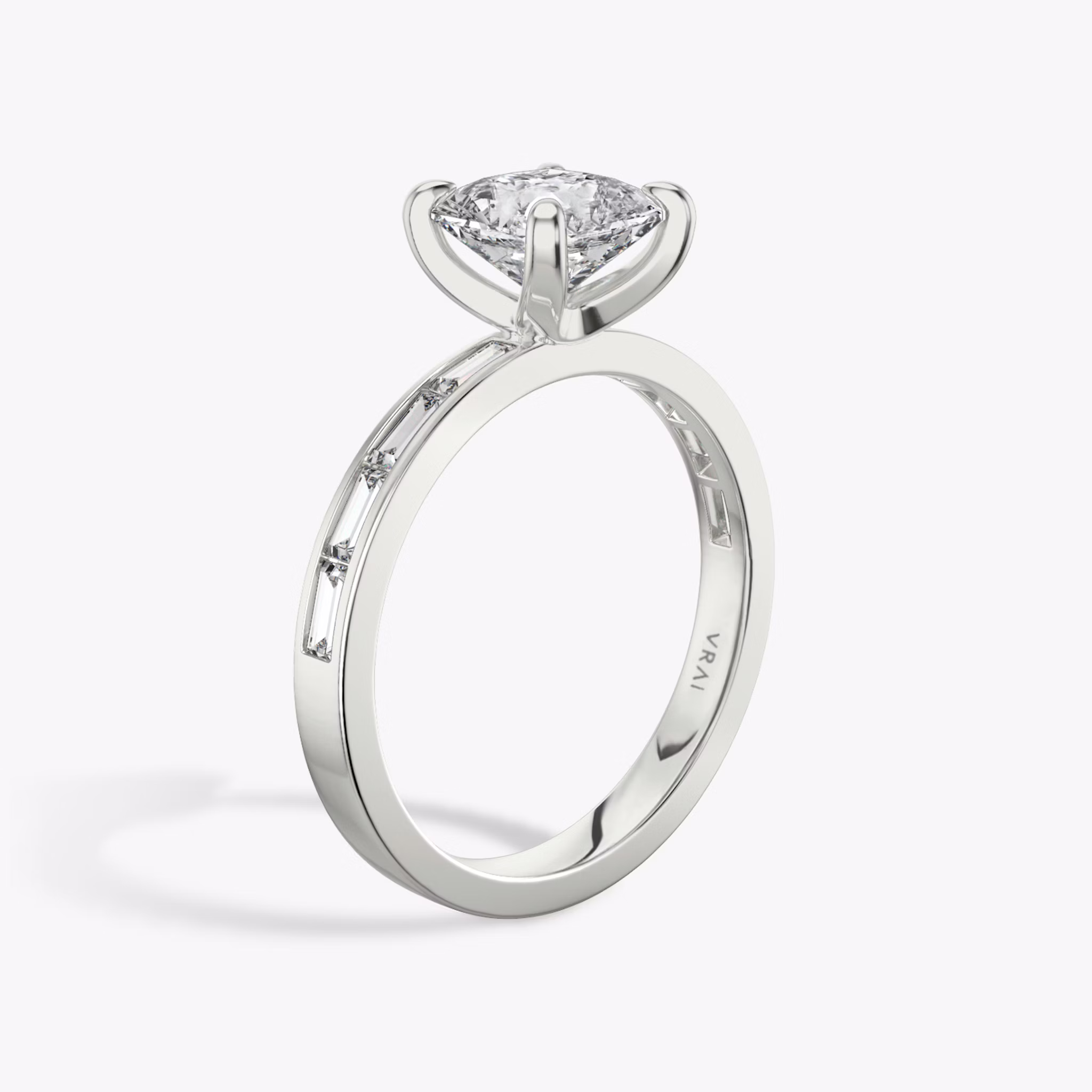 The Devotion | Asscher | Platinum | bandAccent: Pavé | bandStoneShape: Baguette | bandStoneStyle: original | diamondOrientation: vertical | caratWeight: other