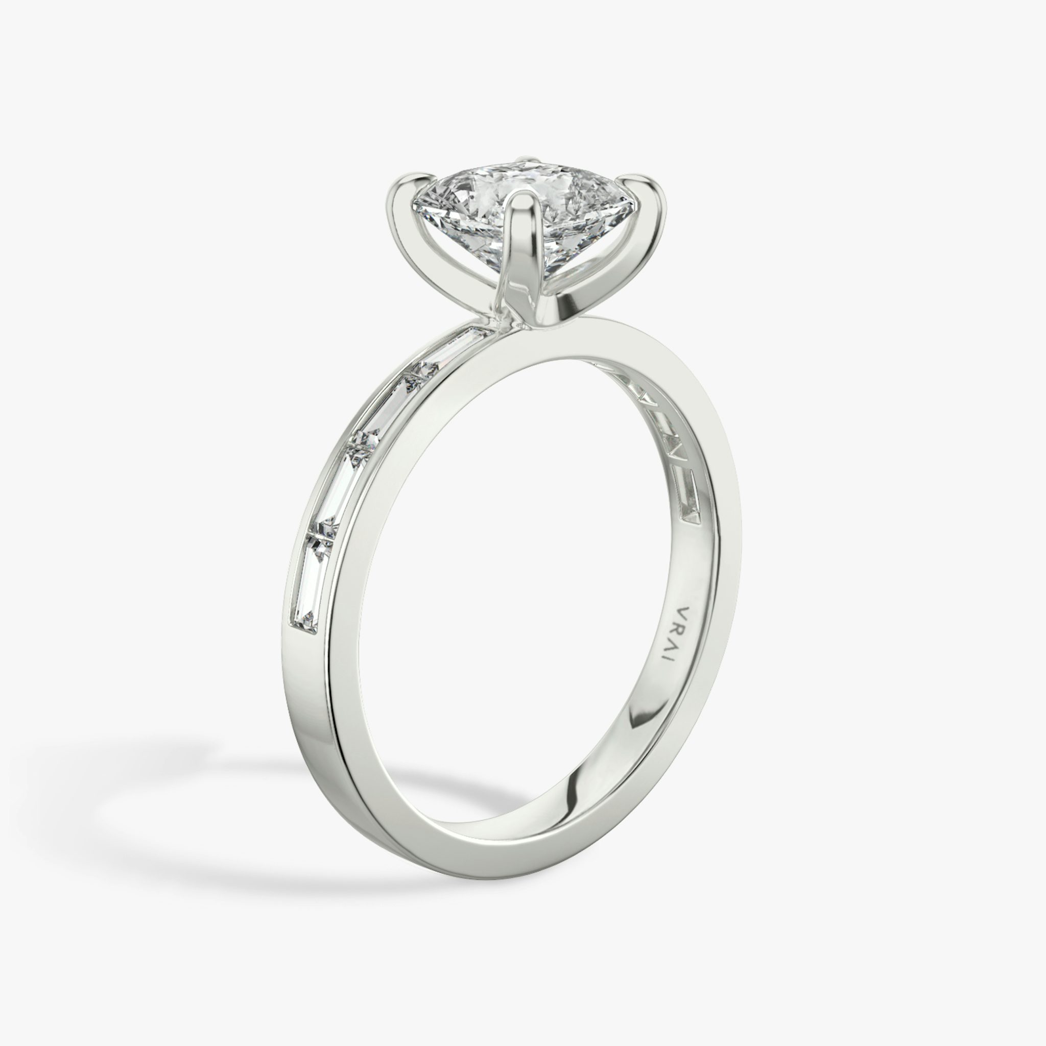 The Devotion | Asscher | Platinum | bandAccent: Pavé | bandStoneShape: Baguette | bandStoneStyle: original | diamondOrientation: vertical | caratWeight: other