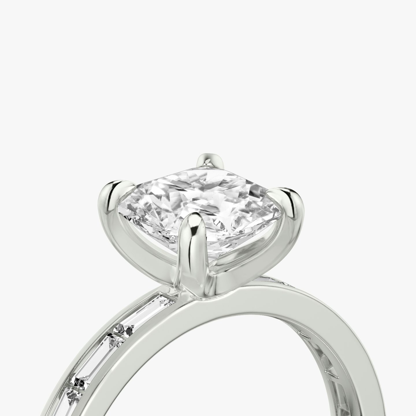 The Devotion | Asscher | Platinum | bandAccent: Pavé | bandStoneShape: Baguette | bandStoneStyle: original | diamondOrientation: vertical | caratWeight: other