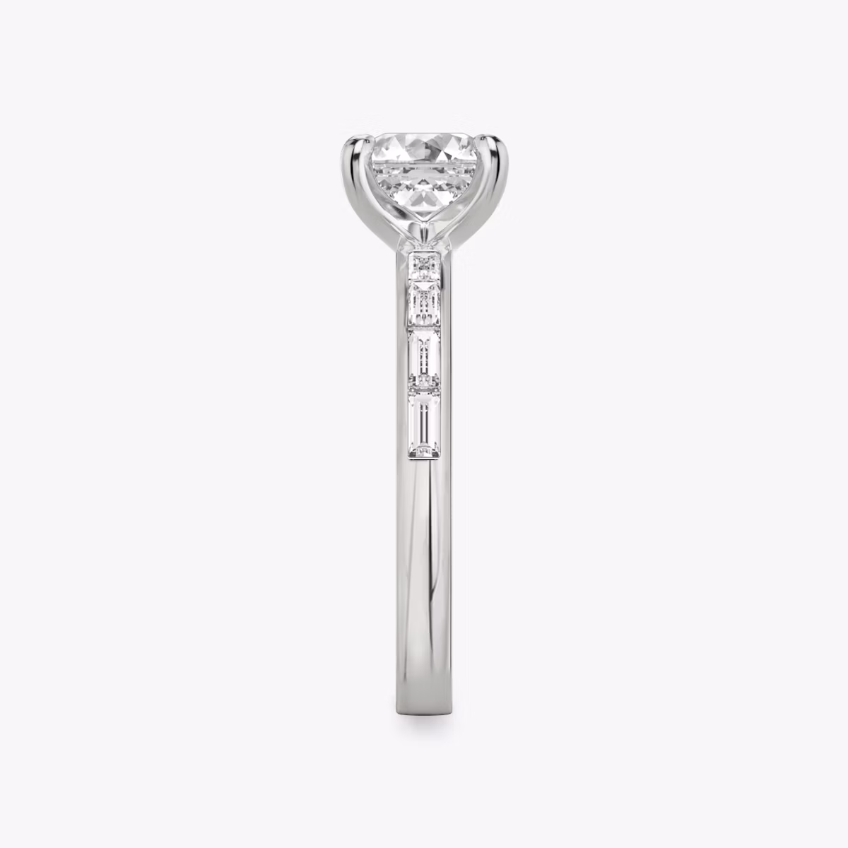 The Devotion | Asscher | Platinum | bandAccent: Pavé | bandStoneShape: Baguette | bandStoneStyle: original | diamondOrientation: vertical | caratWeight: other