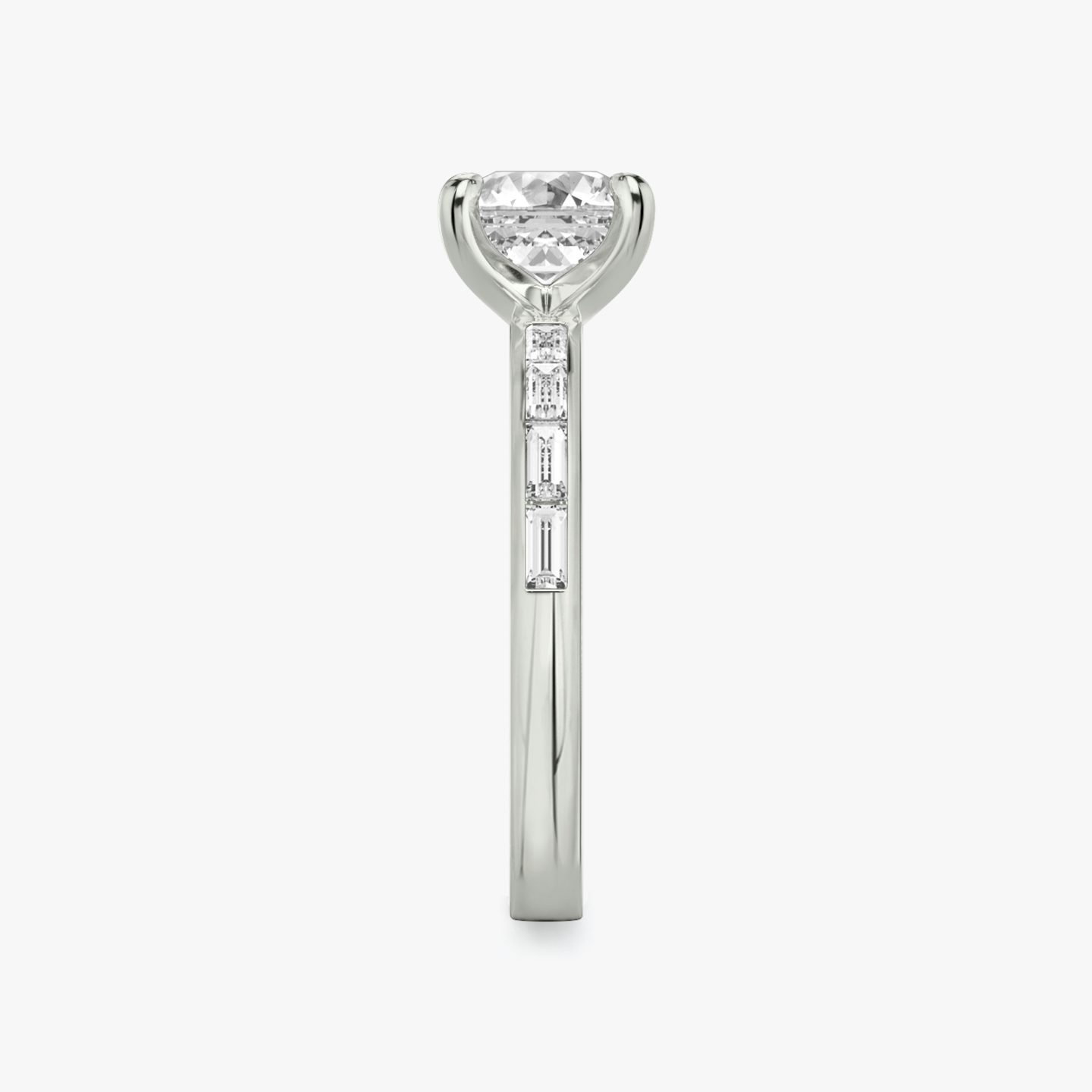 The Devotion | Asscher | Platinum | bandAccent: Pavé | bandStoneShape: Baguette | bandStoneStyle: original | diamondOrientation: vertical | caratWeight: other