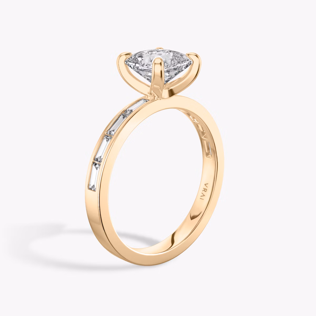 The Devotion | Asscher | 14k | Rose Gold | bandAccent: Pavé | bandStoneShape: Baguette | bandStoneStyle: original | diamondOrientation: vertical | caratWeight: other