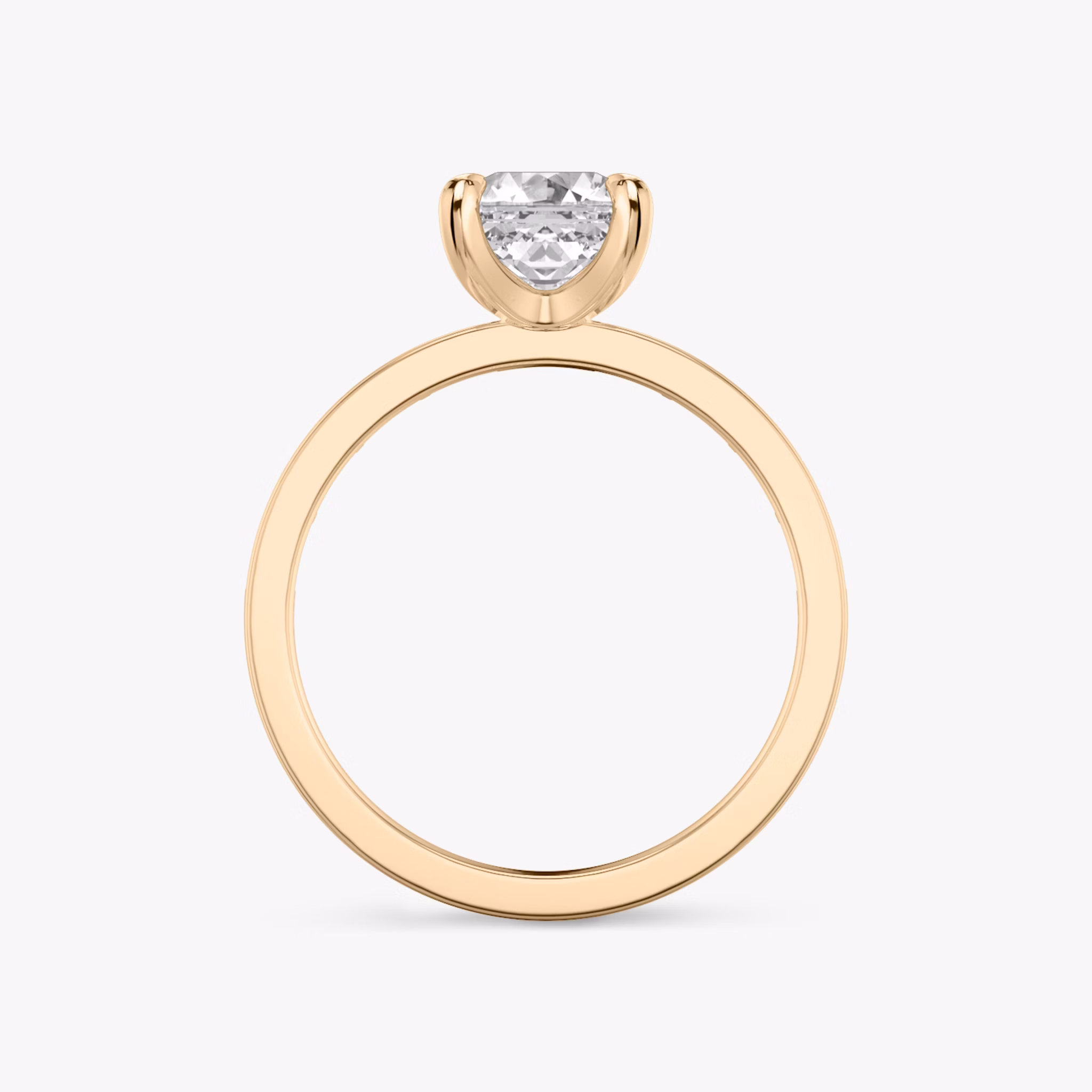 The Devotion | Asscher | 14k | Rose Gold | bandAccent: Pavé | bandStoneShape: Baguette | bandStoneStyle: original | diamondOrientation: vertical | caratWeight: other