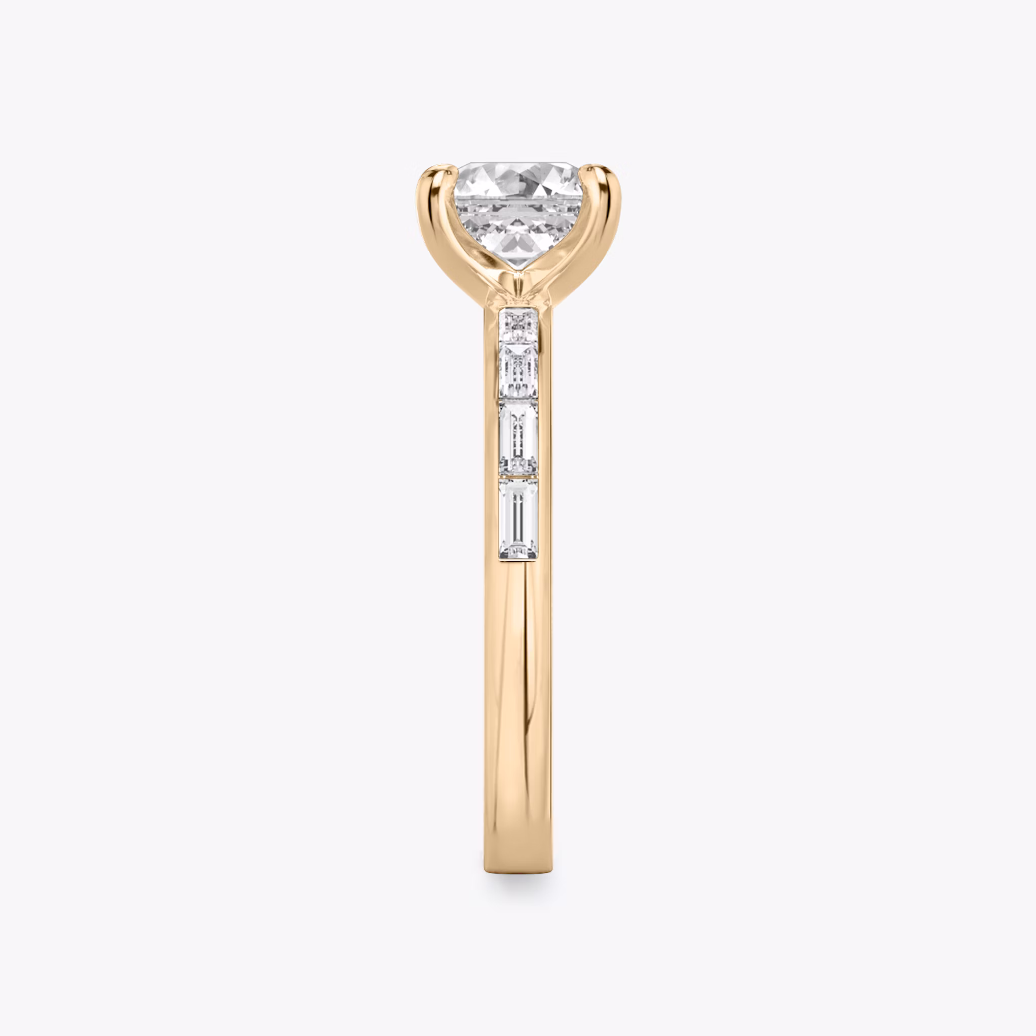 The Devotion | Asscher | 14k | Rose Gold | bandAccent: Pavé | bandStoneShape: Baguette | bandStoneStyle: original | diamondOrientation: vertical | caratWeight: other