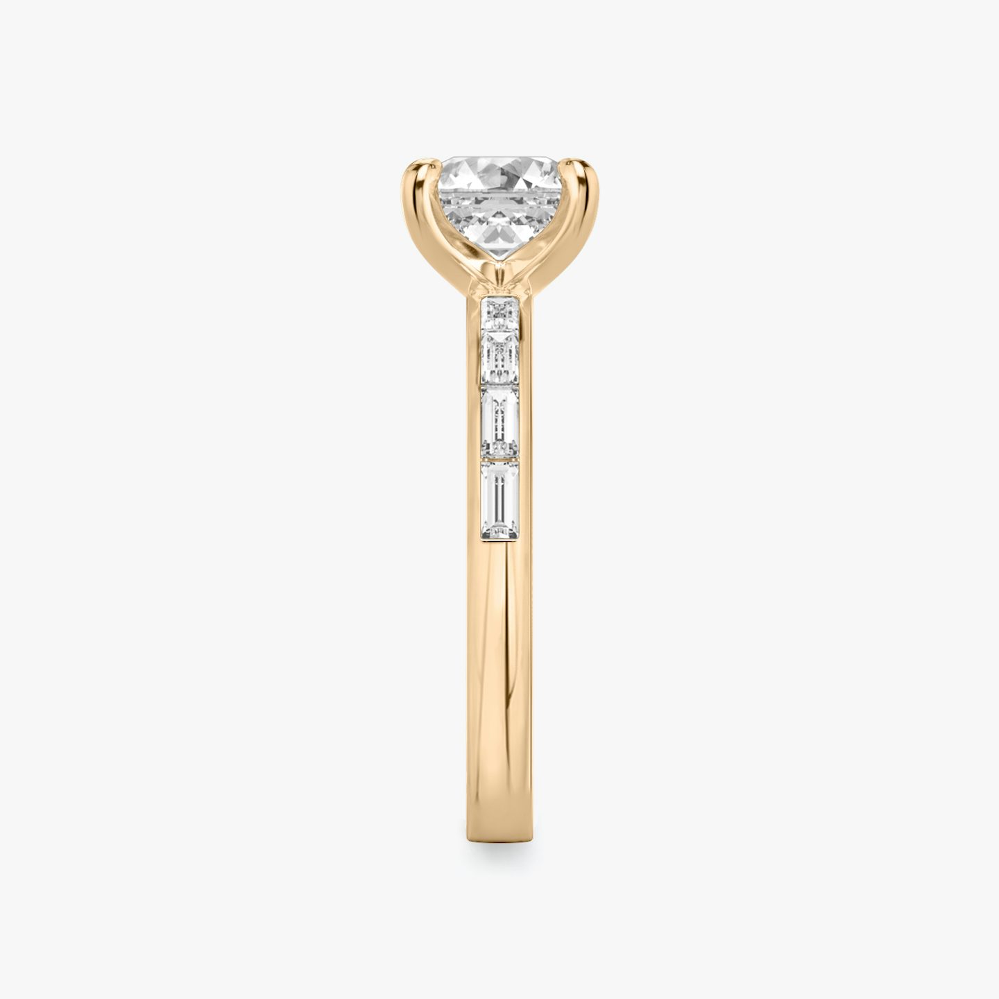 Devotion | Asscher | 14k | Roségold | bandAccent: Mit Pavé-Besatz | bandStoneShape: Baguette | bandStoneStyle: original | diamondOrientation: vertical | caratWeight: other