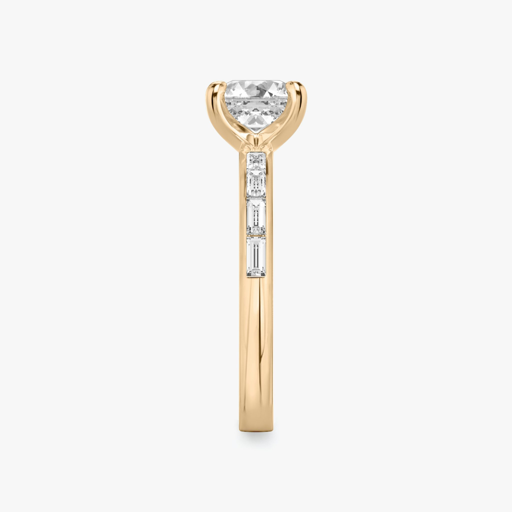The Devotion | Asscher | 14k | Rose Gold | bandAccent: Pavé | bandStoneShape: Baguette | bandStoneStyle: original | diamondOrientation: vertical | caratWeight: other