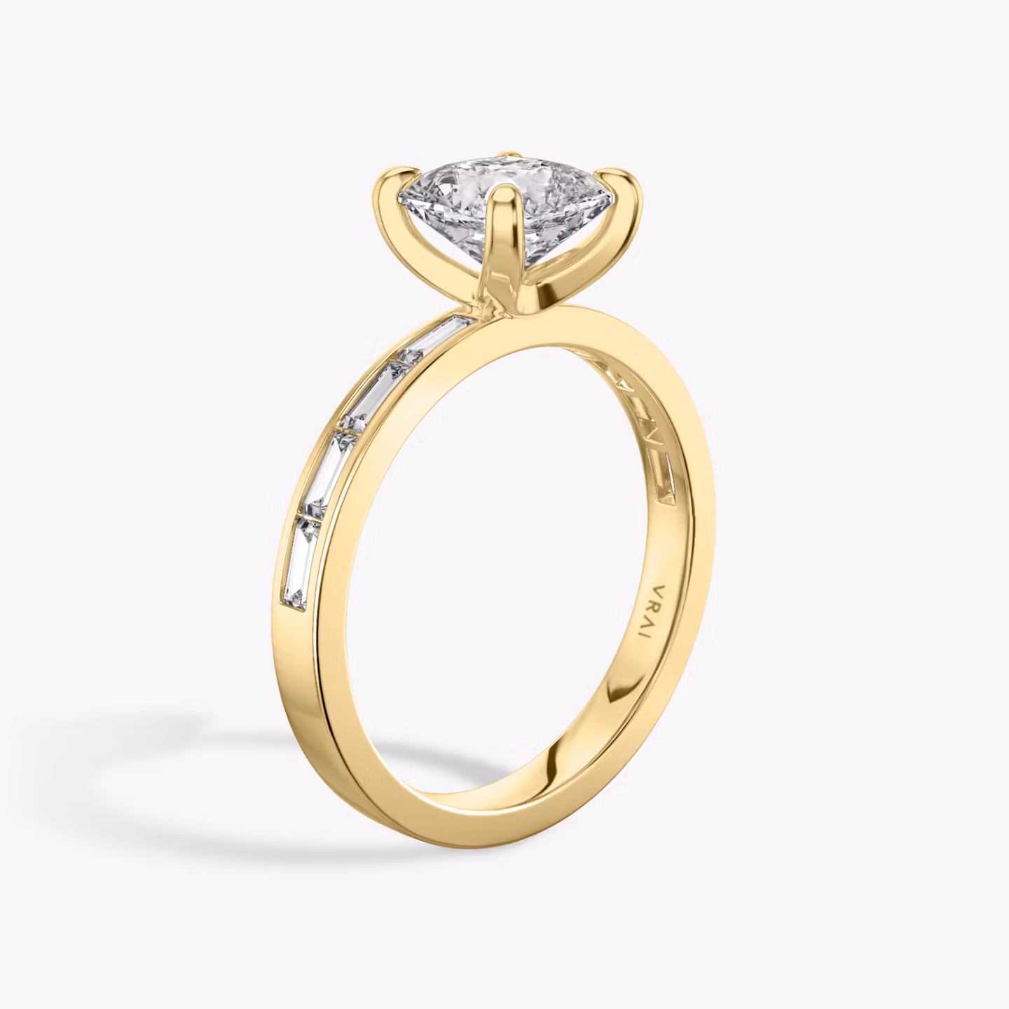 The Devotion | Asscher | 18k | Yellow Gold | bandAccent: Pavé | bandStoneShape: Baguette | bandStoneStyle: original | diamondOrientation: vertical | caratWeight: other