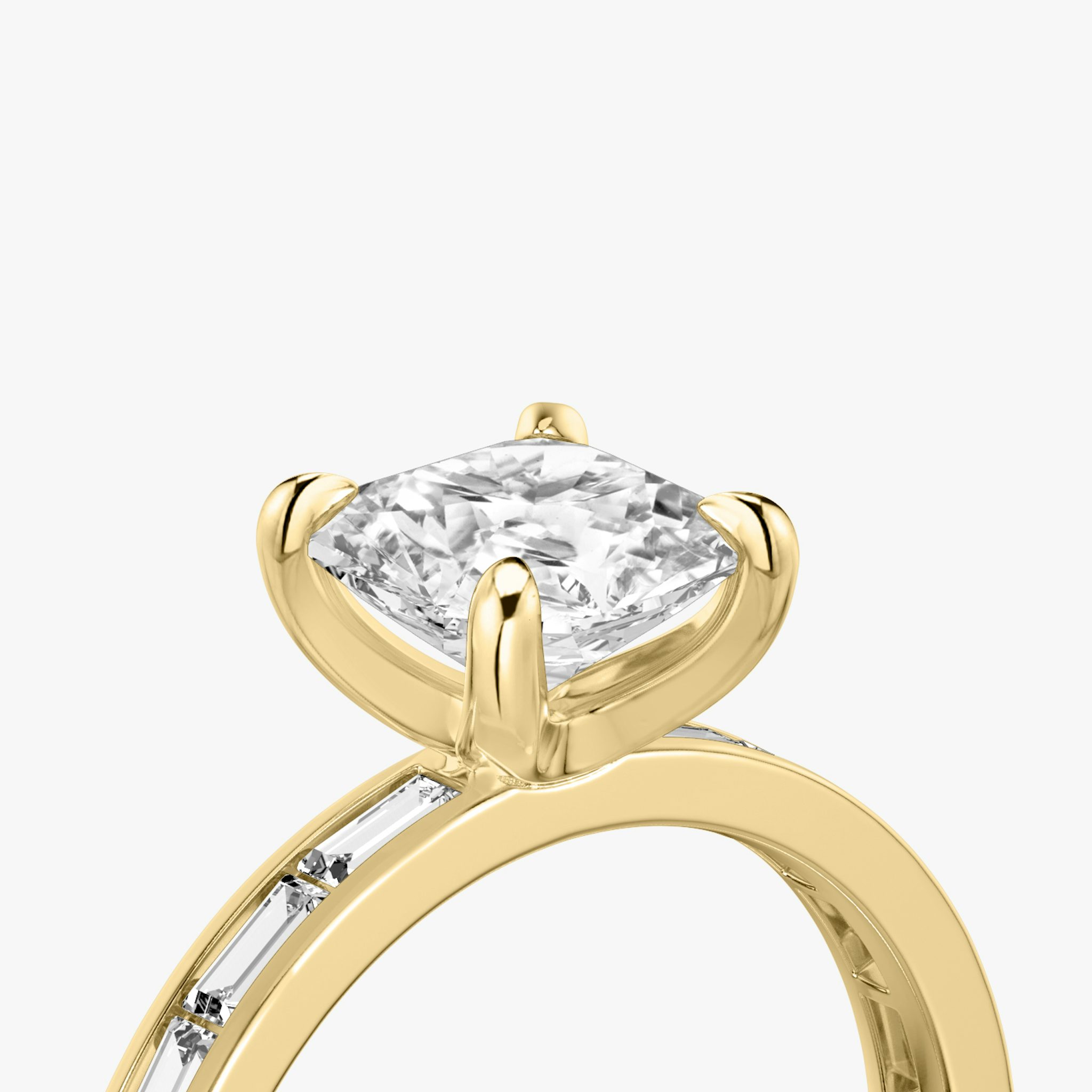 The Devotion | Asscher | 18k | Yellow Gold | bandAccent: Pavé | bandStoneShape: Baguette | bandStoneStyle: original | diamondOrientation: vertical | caratWeight: other