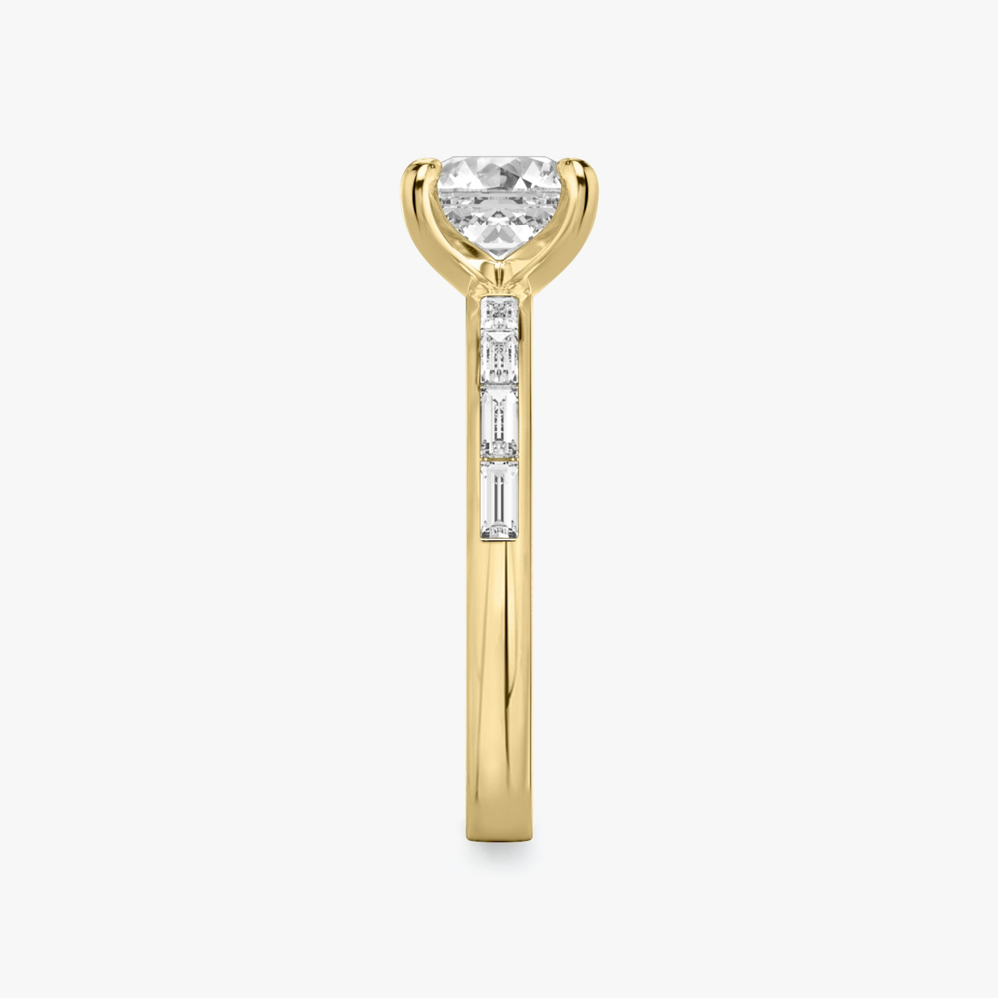 The Devotion | Asscher | 18k | Yellow Gold | bandAccent: Pavé | bandStoneShape: Baguette | bandStoneStyle: original | diamondOrientation: vertical | caratWeight: other