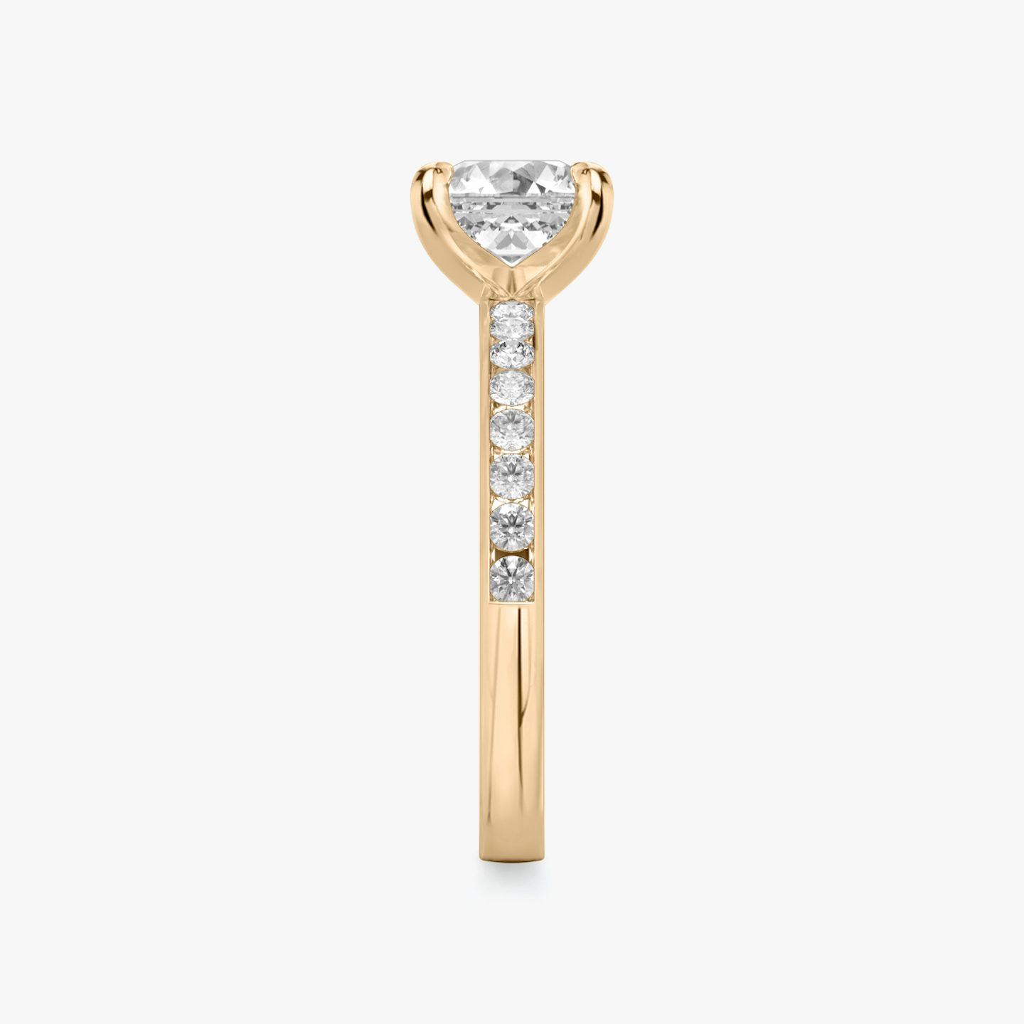 The Devotion | Asscher | 14k | Rose Gold | bandAccent: Pavé | bandStoneShape: Round Brilliant | bandStoneStyle: large | diamondOrientation: vertical | caratWeight: other