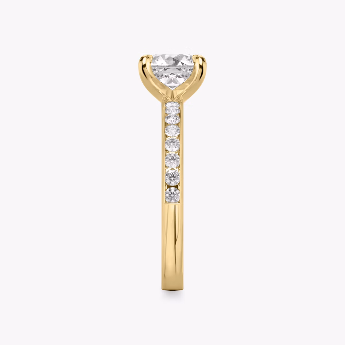 The Devotion | Asscher | 18k | Yellow Gold | bandAccent: Pavé | bandStoneShape: Round Brilliant | bandStoneStyle: large | diamondOrientation: vertical | caratWeight: other