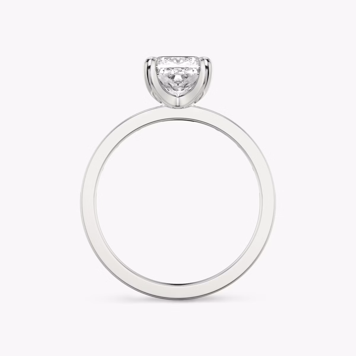 The Devotion | Cushion | Platinum | bandAccent: Pavé | bandStoneShape: Baguette | bandStoneStyle: original | diamondOrientation: vertical | caratWeight: other