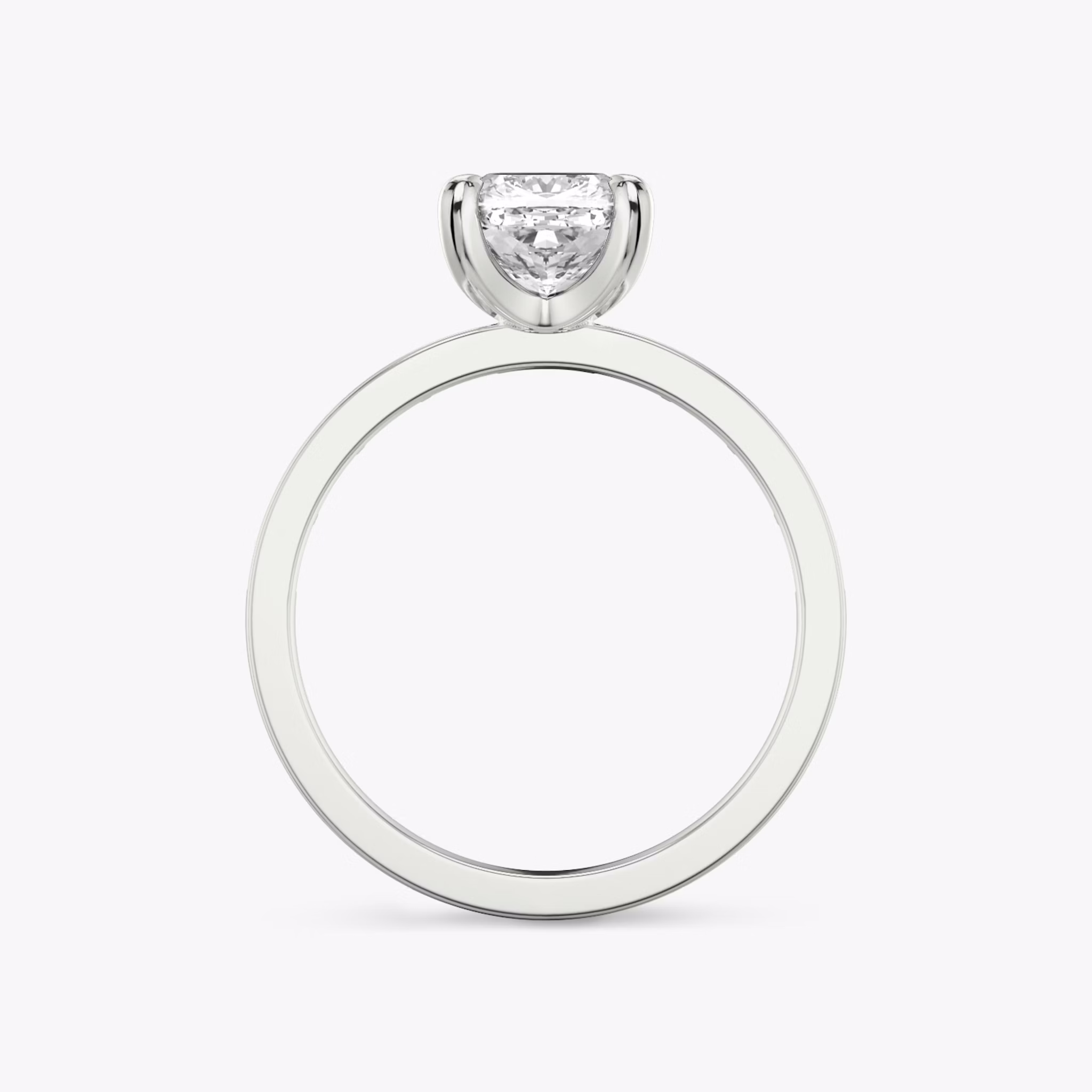 The Devotion | Cushion | Platinum | bandAccent: Pavé | bandStoneShape: Baguette | bandStoneStyle: original | diamondOrientation: vertical | caratWeight: other