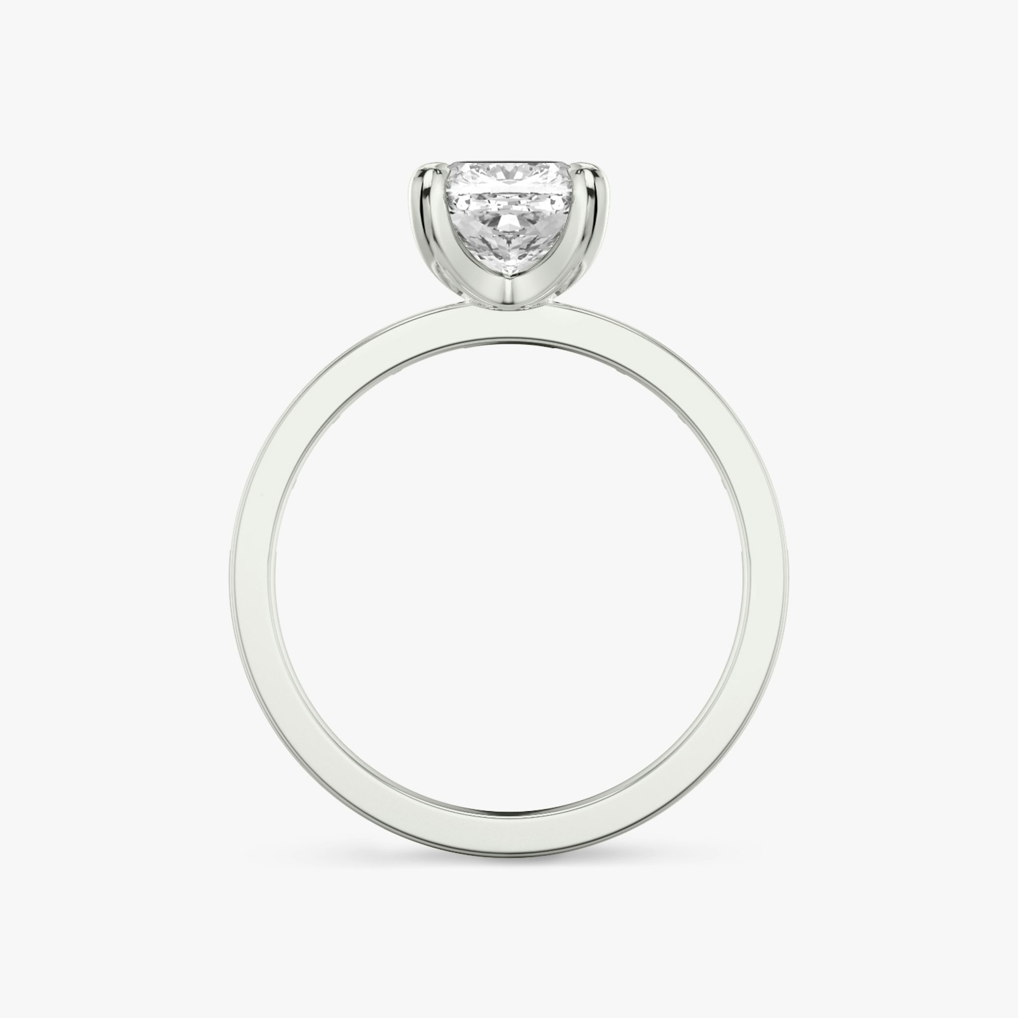 The Devotion | Cushion | Platinum | bandAccent: Pavé | bandStoneShape: Baguette | bandStoneStyle: original | diamondOrientation: vertical | caratWeight: other