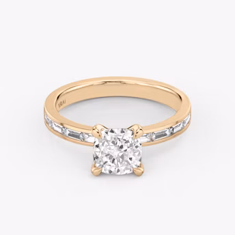 The Devotion Cushion Rose Gold Engagement Ring laying flat.