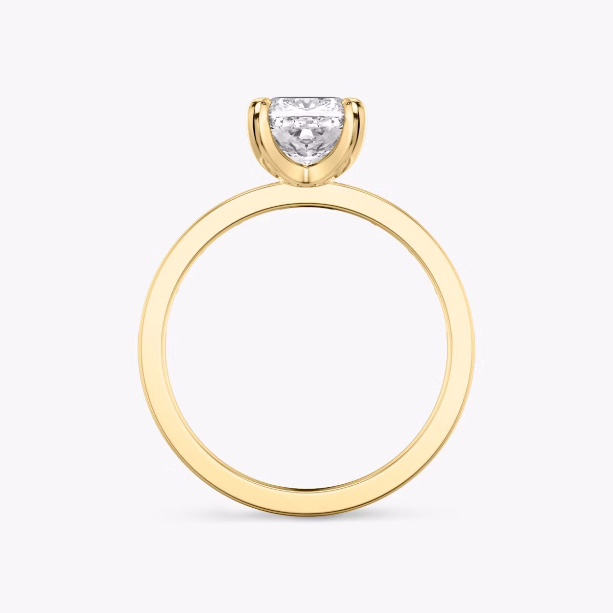 Anillo de compromiso Devotion | Cojín | 18k | Oro amarillo | bandAccent: Pavé | bandStoneShape: Baguette | bandStoneStyle: original | diamondOrientation: vertical | caratWeight: other