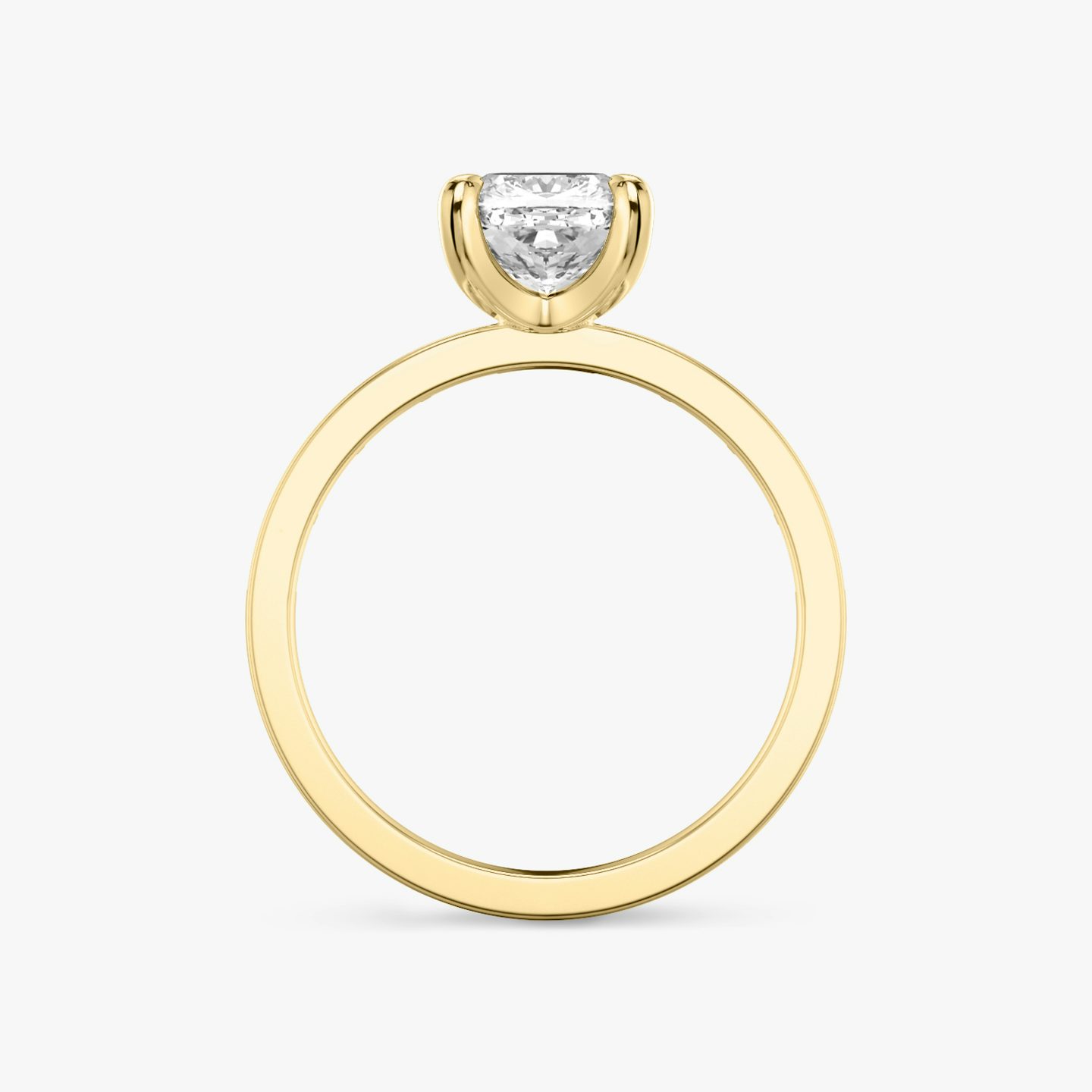 The Devotion | Cushion | 18k | Yellow Gold | bandAccent: Pavé | bandStoneShape: Baguette | bandStoneStyle: original | diamondOrientation: vertical | caratWeight: other