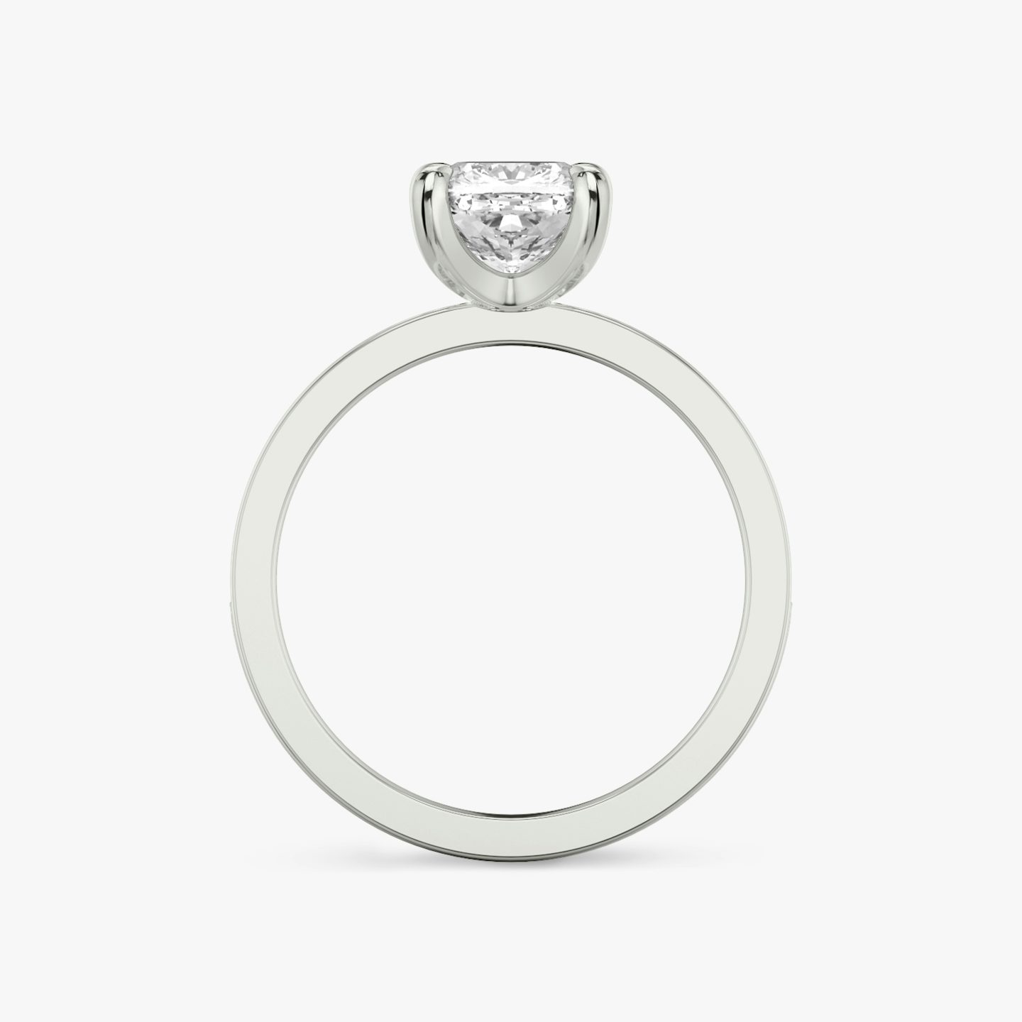 The Devotion | Cushion | Platinum | bandAccent: Pavé | bandStoneShape: Round Brilliant | bandStoneStyle: large | diamondOrientation: vertical | caratWeight: other