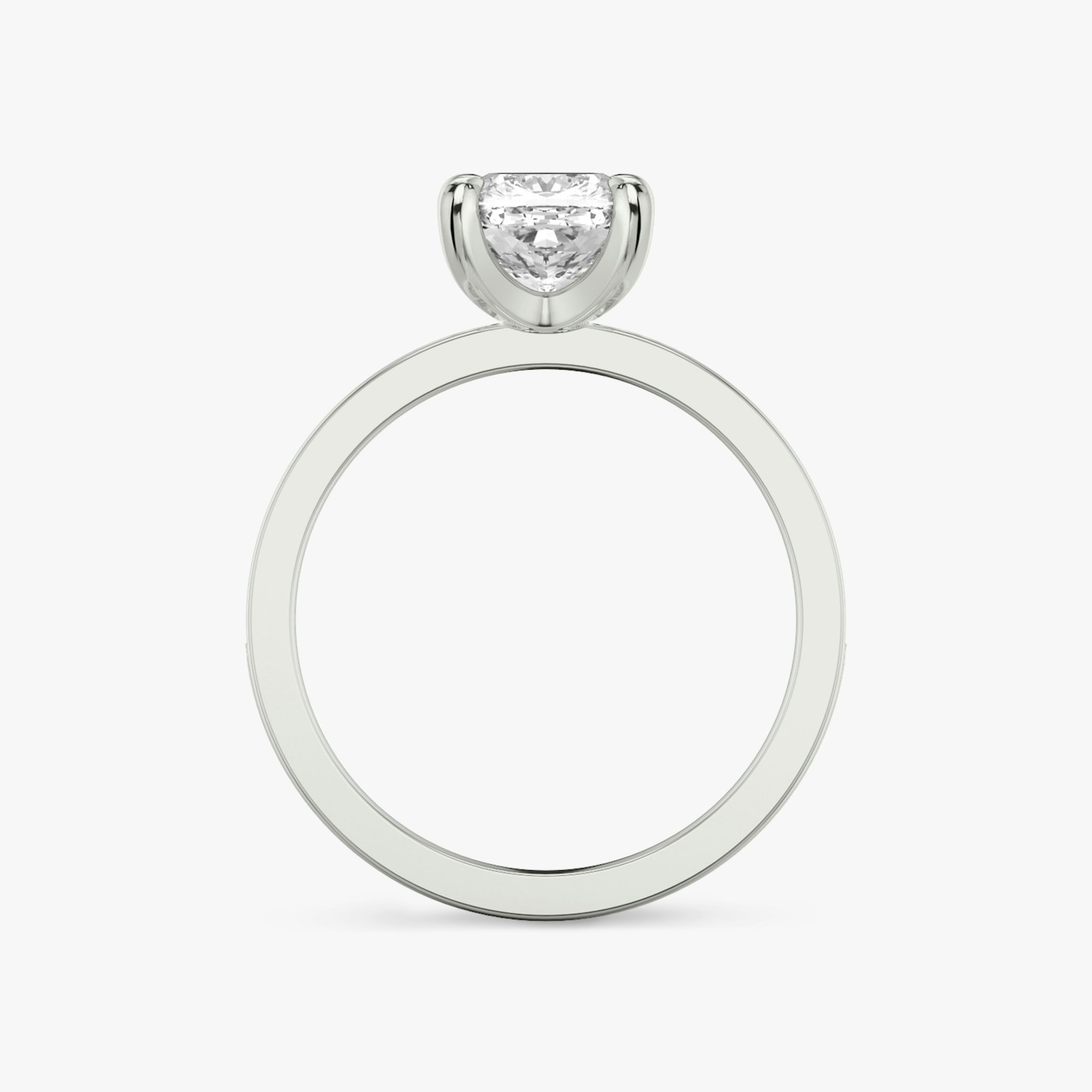 The Devotion | Cushion | Platinum | bandAccent: Pavé | bandStoneShape: Round Brilliant | bandStoneStyle: large | diamondOrientation: vertical | caratWeight: other