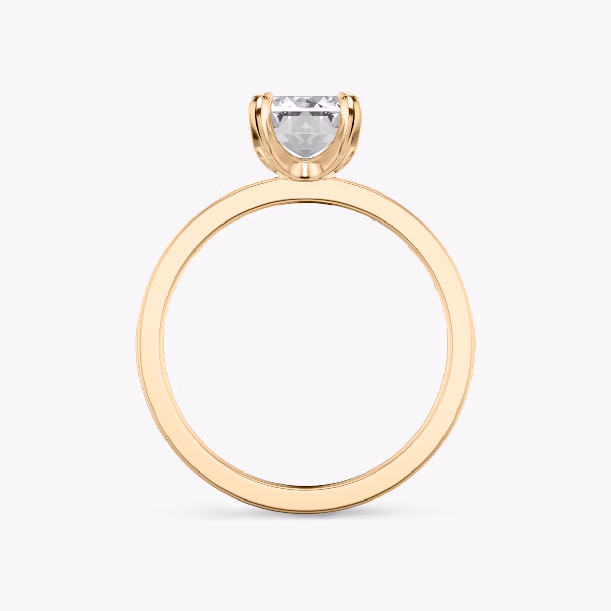 The Devotion | Emerald | 14k | Rose Gold | bandAccent: Pavé | bandStoneShape: Baguette | bandStoneStyle: original | diamondOrientation: vertical | caratWeight: other