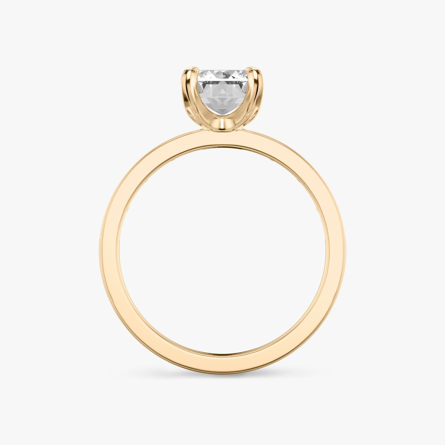 The Devotion | Emerald | 14k | Rose Gold | bandAccent: Pavé | bandStoneShape: Baguette | bandStoneStyle: original | diamondOrientation: vertical | caratWeight: other
