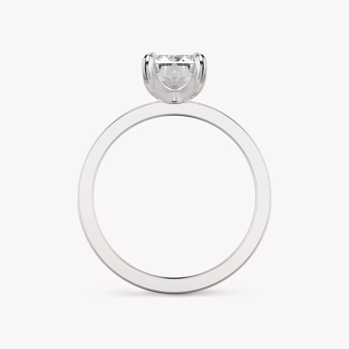 The Devotion | Emerald | 18k | White Gold | bandAccent: Pavé | bandStoneShape: Round Brilliant | bandStoneStyle: large | diamondOrientation: vertical | caratWeight: other
