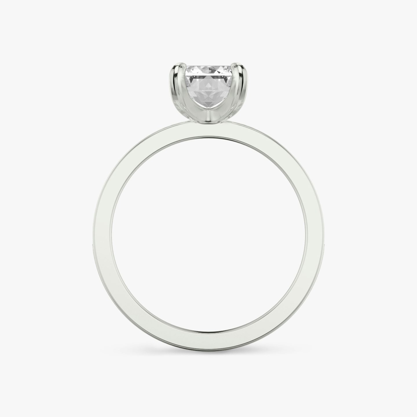 The Devotion | Emerald | 18k | White Gold | bandAccent: Pavé | bandStoneShape: Round Brilliant | bandStoneStyle: large | diamondOrientation: vertical | caratWeight: other