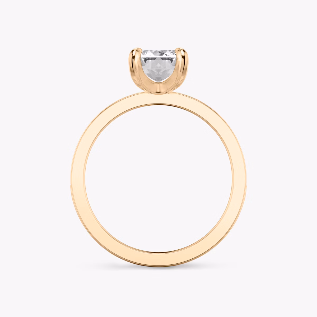 The Devotion | Emerald | 14k | Rose Gold | bandAccent: Pavé | bandStoneShape: Round Brilliant | bandStoneStyle: large | diamondOrientation: vertical | caratWeight: other