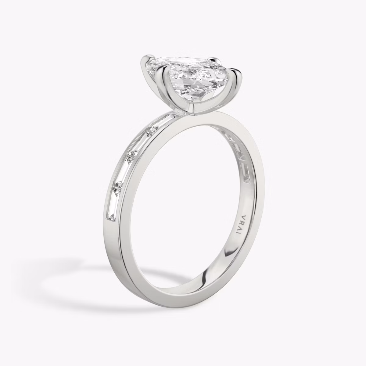 The Devotion | Marquise | 18k | White Gold | bandAccent: Pavé | bandStoneShape: Baguette | bandStoneStyle: original | diamondOrientation: vertical | caratWeight: other