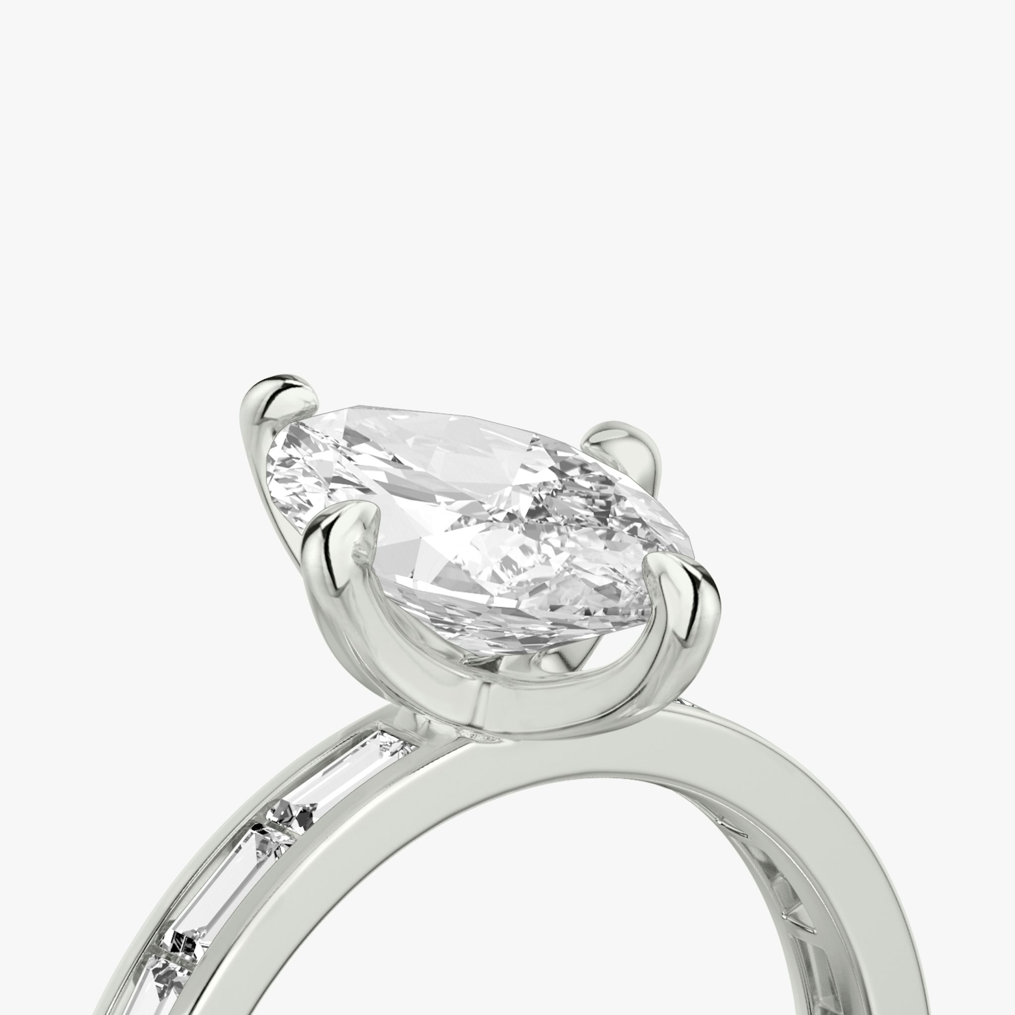 The Devotion | Marquise | Platinum | bandAccent: Pavé | bandStoneShape: Baguette | bandStoneStyle: original | diamondOrientation: vertical | caratWeight: other