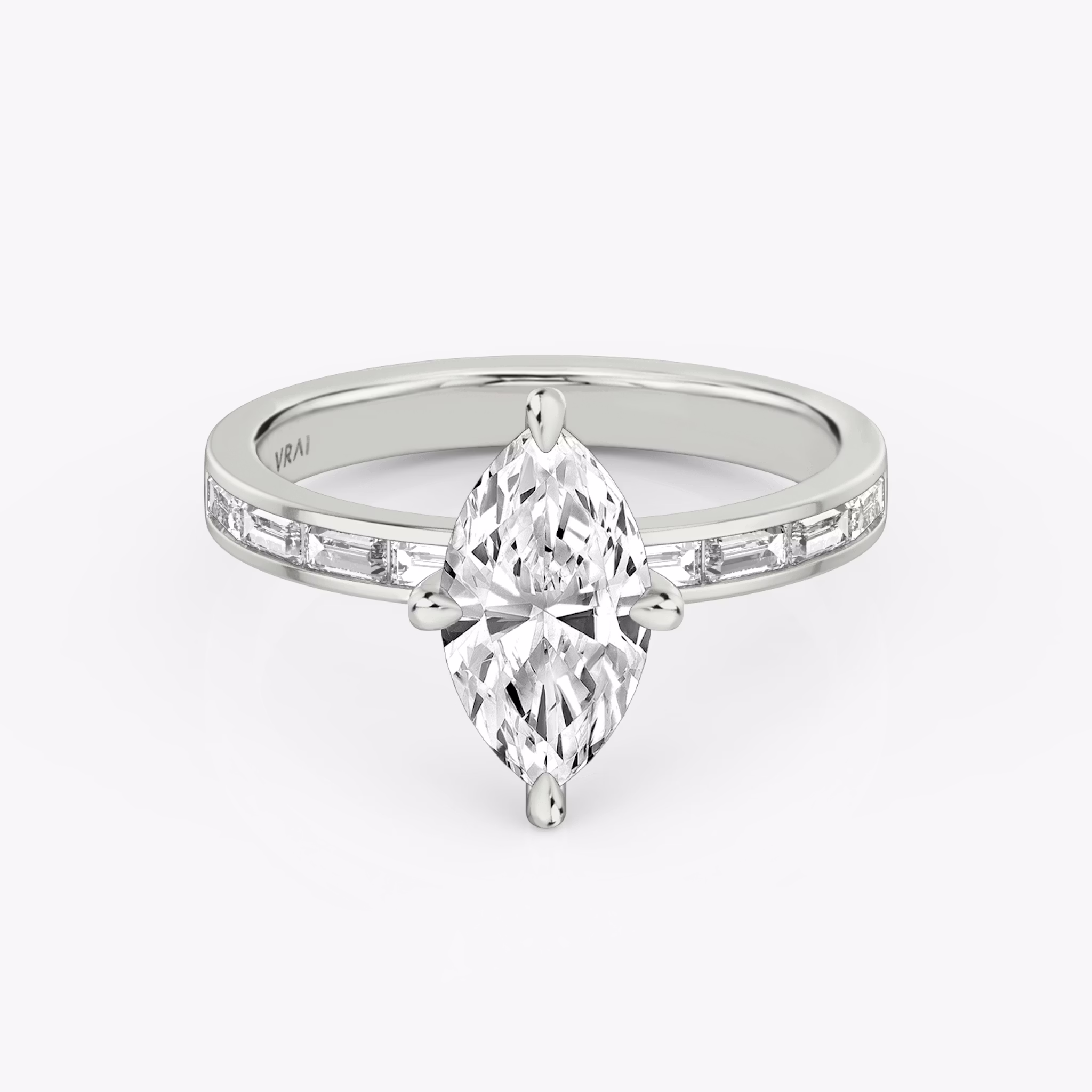The Devotion | Marquise | Platinum | bandAccent: Pavé | bandStoneShape: Baguette | bandStoneStyle: original | diamondOrientation: vertical | caratWeight: other