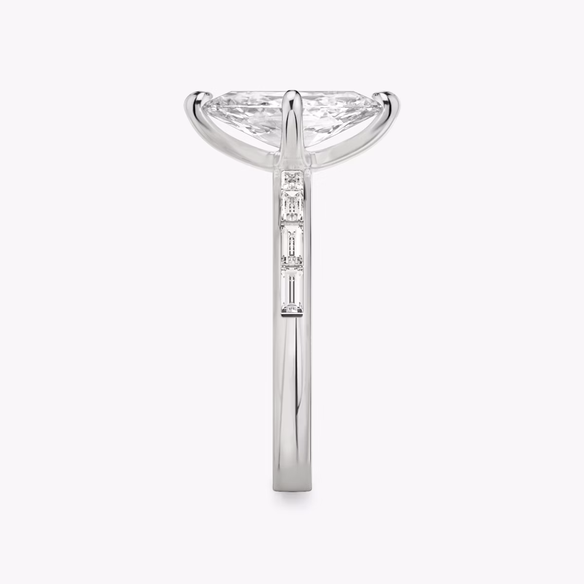 The Devotion | Marquise | 18k | White Gold | bandAccent: Pavé | bandStoneShape: Baguette | bandStoneStyle: original | diamondOrientation: vertical | caratWeight: other