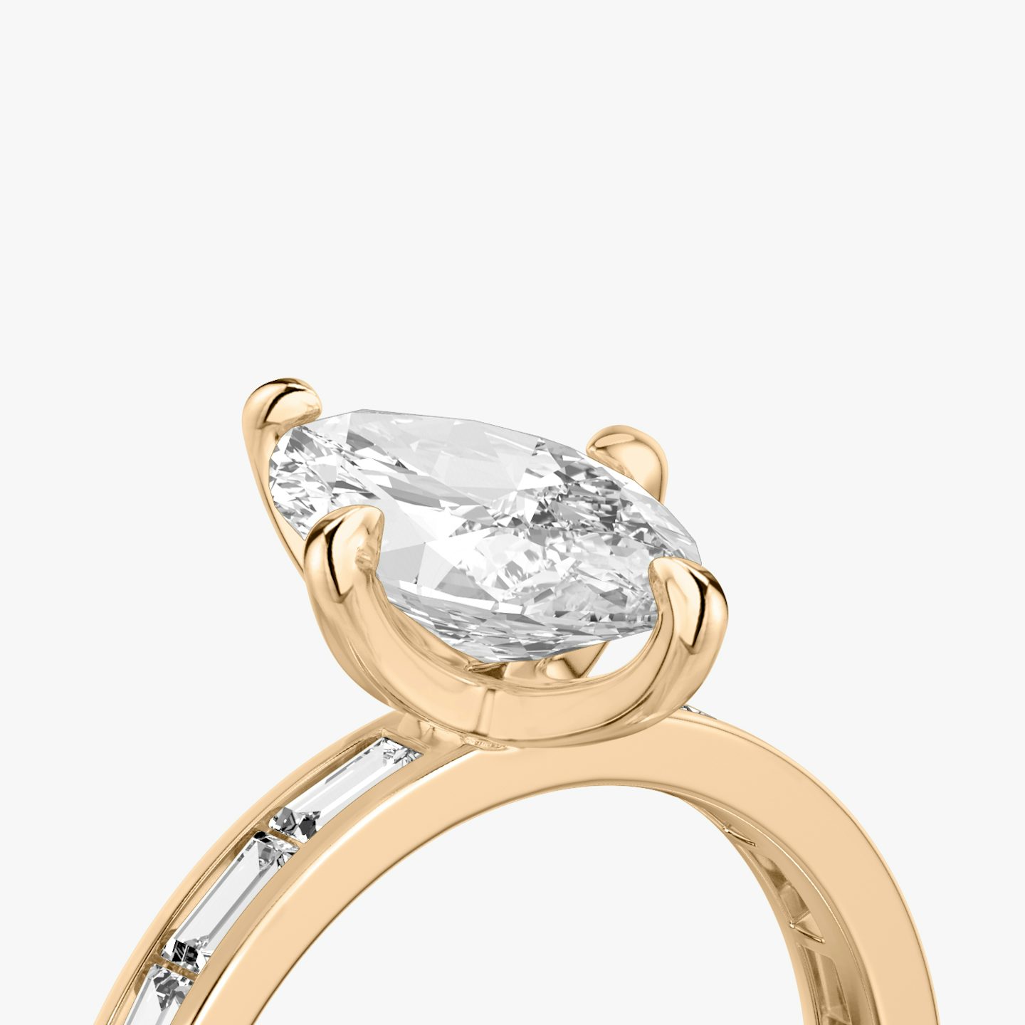 Anillo de compromiso Devotion | Marquise | 14k | Oro rosa | bandAccent: Pavé | bandStoneShape: Baguette | bandStoneStyle: original | diamondOrientation: vertical | caratWeight: other