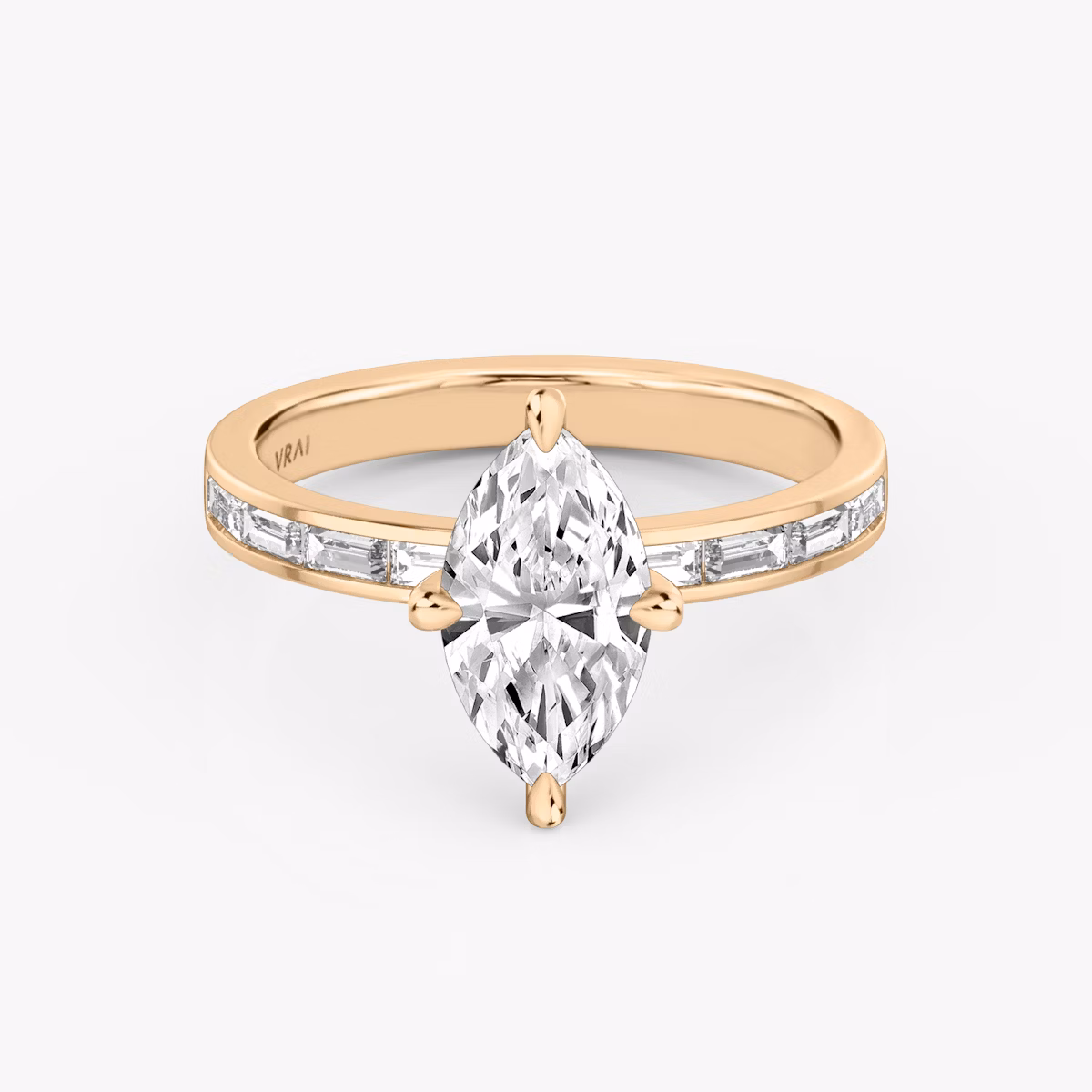 The Devotion | Marquise | 14k | Rose Gold | bandAccent: Pavé | bandStoneShape: Baguette | bandStoneStyle: original | diamondOrientation: vertical | caratWeight: other