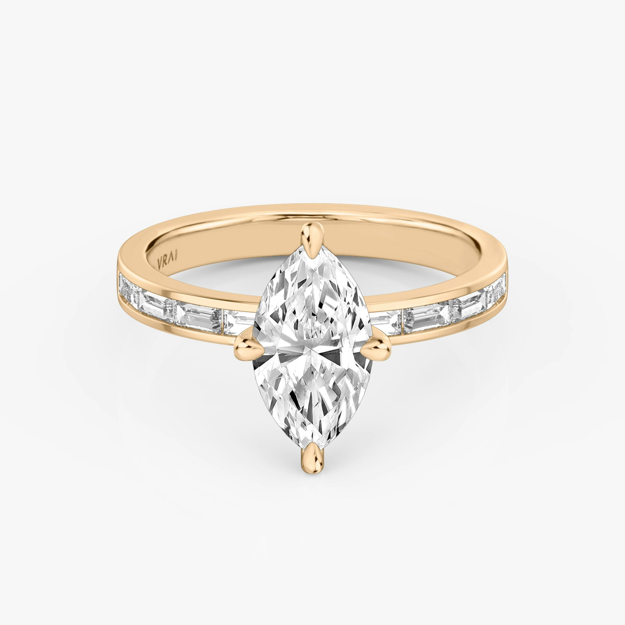 The Devotion | Marquise | 14k | Rose Gold | bandAccent: Pavé | bandStoneShape: Baguette | bandStoneStyle: original | diamondOrientation: vertical | caratWeight: other
